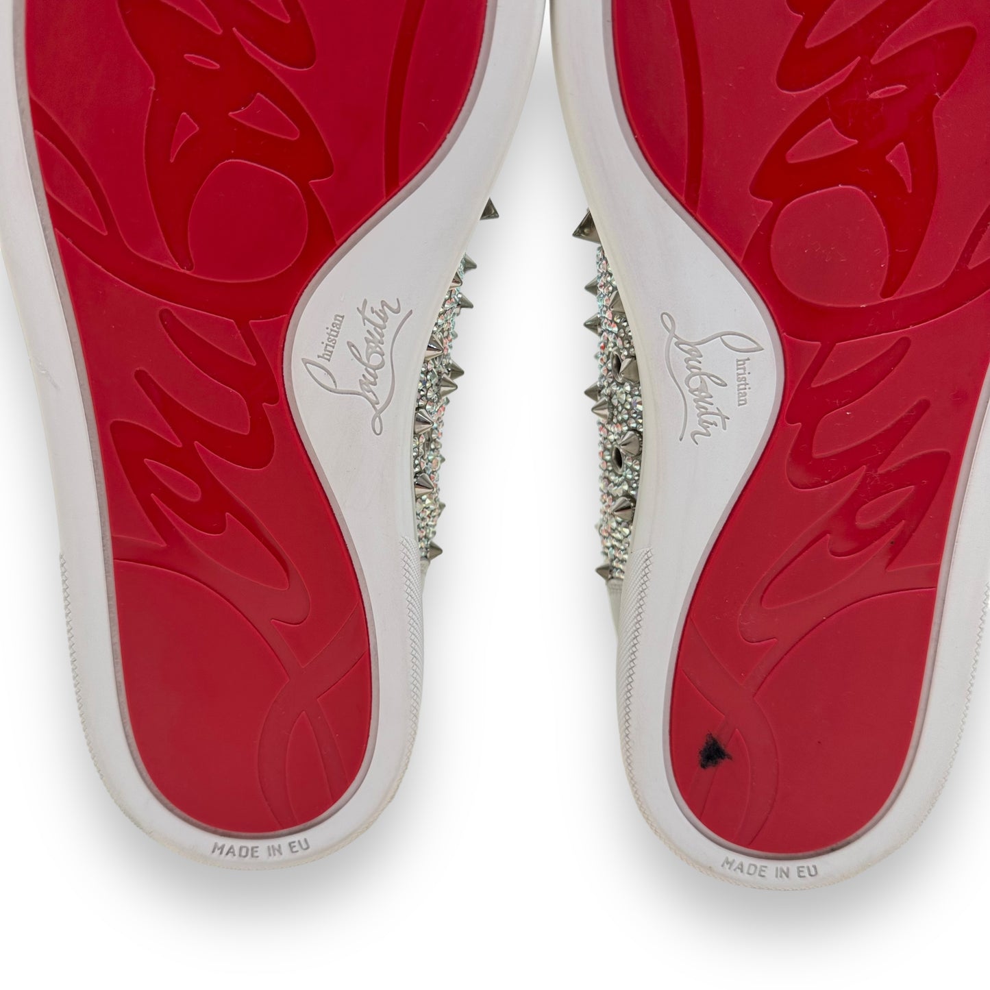 CHRISTIAN LOUBOUTIN PIK SPIKE HIGH TOP SNEAKER WHITE / SILVER UK8