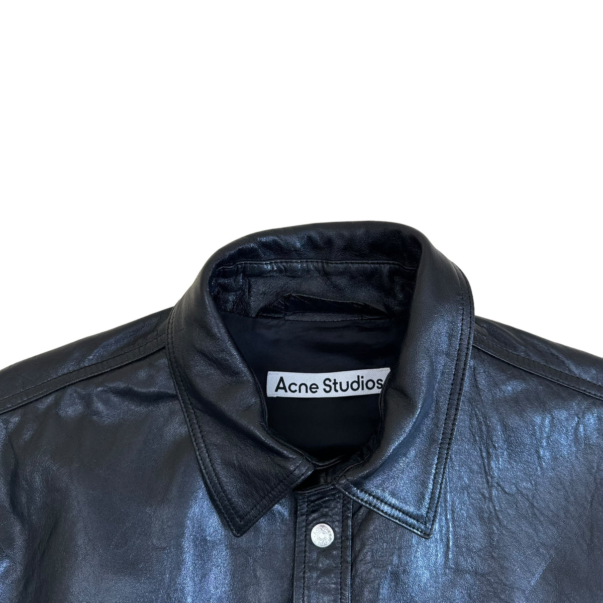 ACNE STUDIOS OVERSIZED LEATHER SHIRT JACKET BLACK M