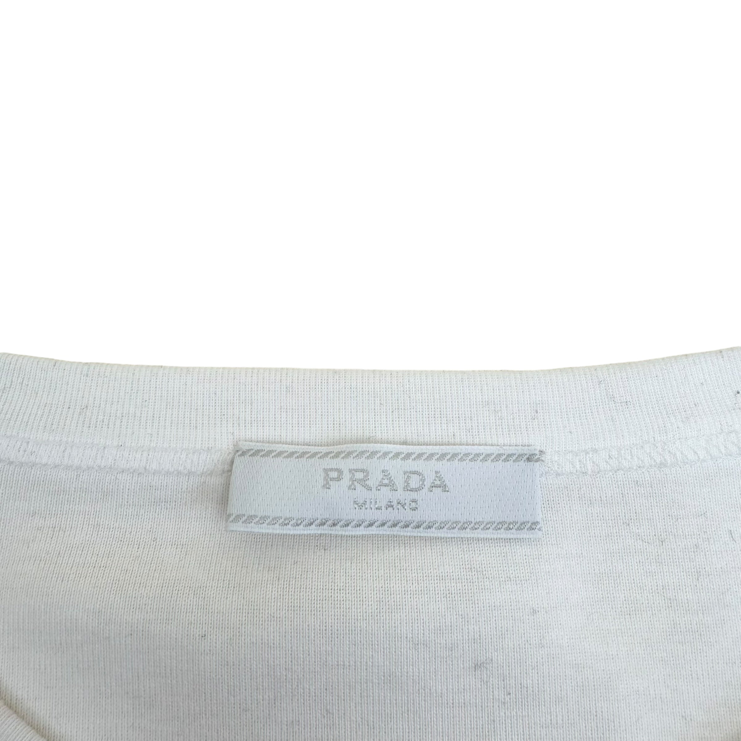 PRADA COTTON TRIANGLE T-SHIRT WHITE XL
