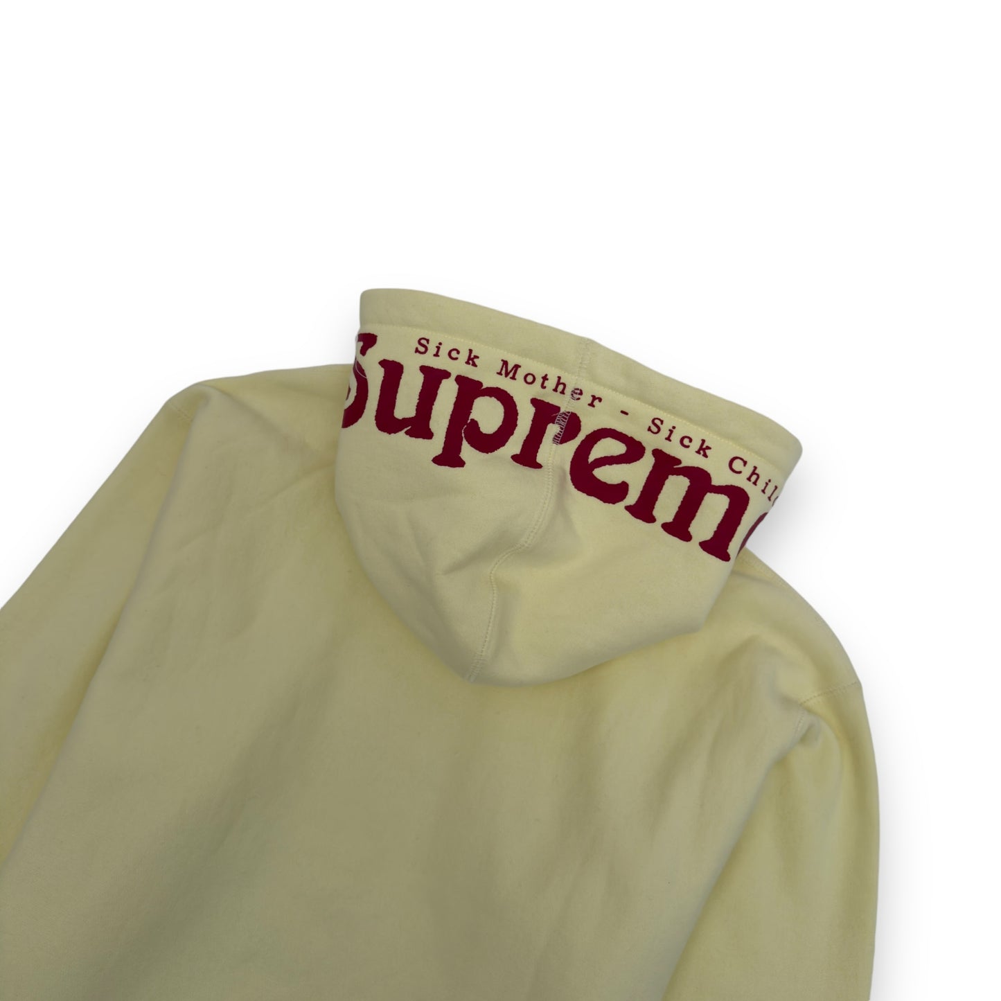 SUPREME SICK MOTHER HOODIE PALE YELLOW / RED XL