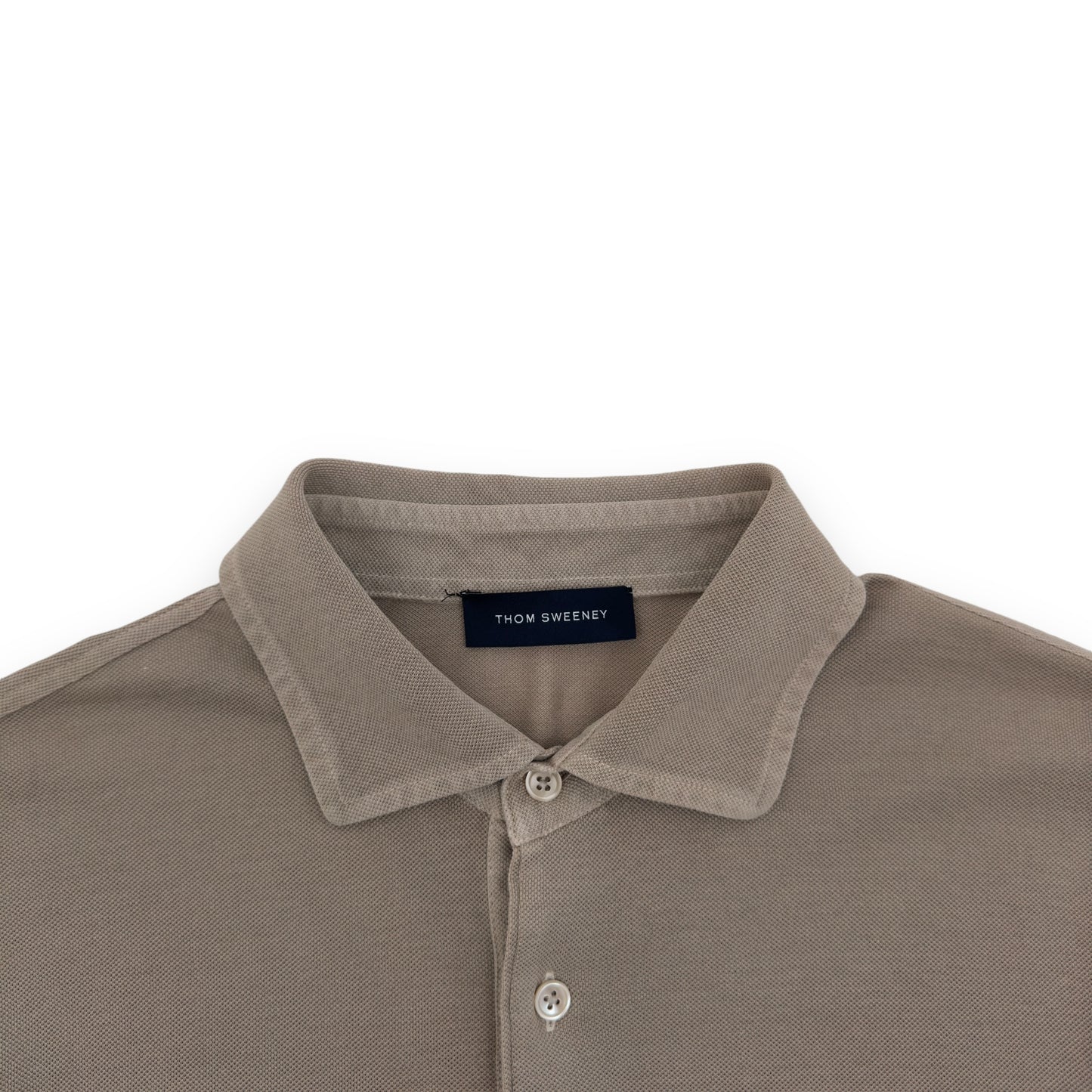 THOM SWEENEY LONG SLEEVE POLO SHIRT TAUPE M