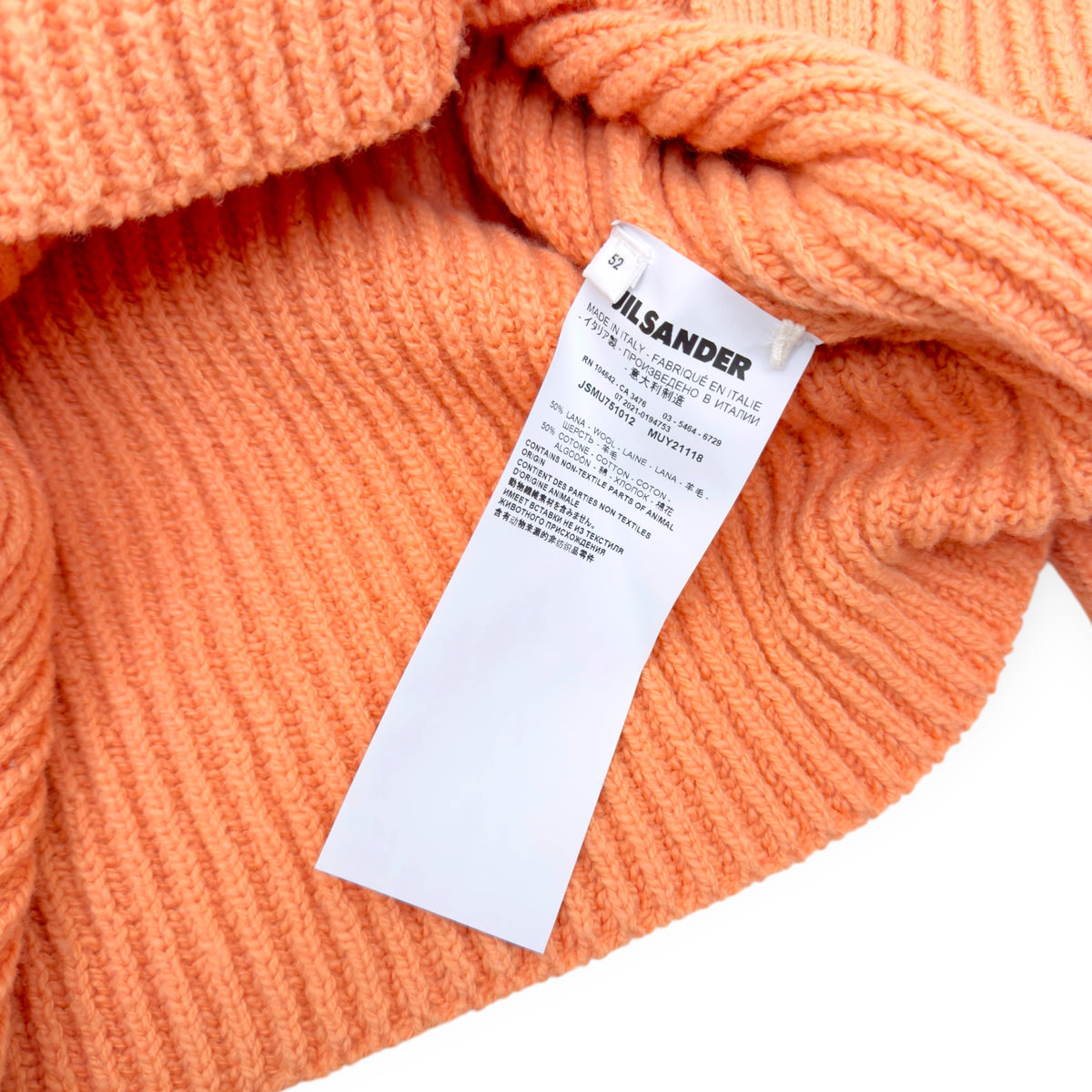 JIL SANDER WOOL CARDIGAN ORANGE 52 / XL