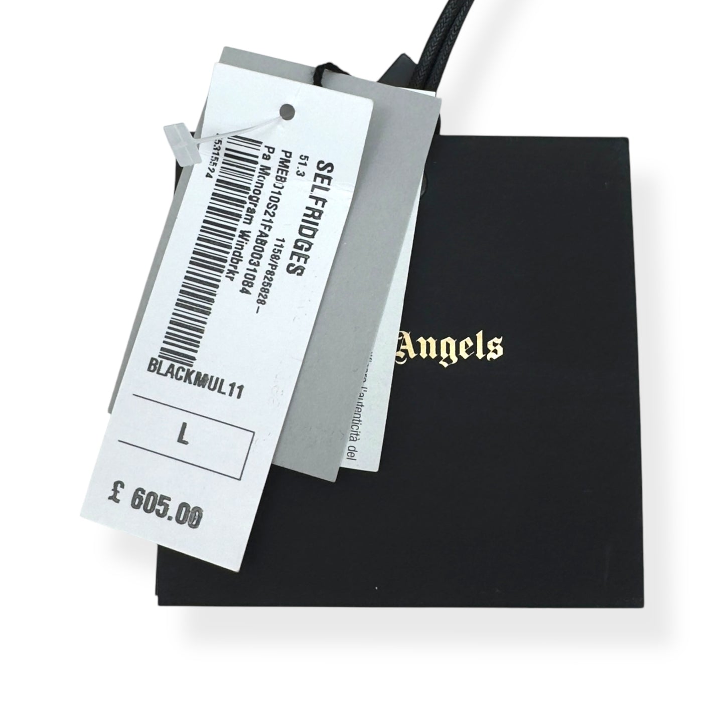 PALM ANGELS MONOGRAM WINDBREAKER JACKET BLACK L