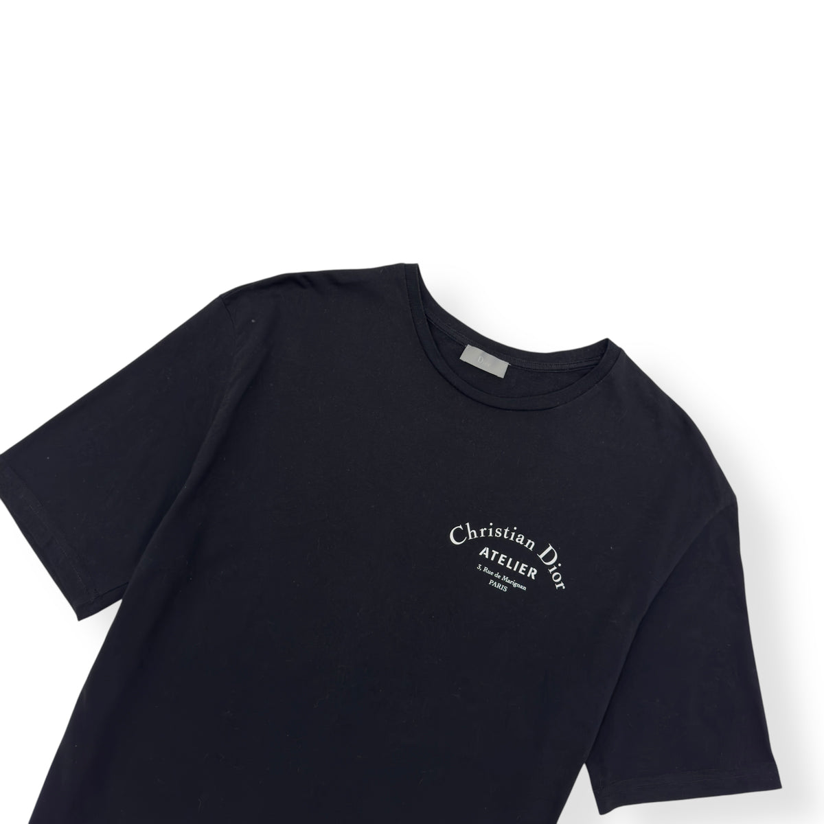 CHRISTIAN DIOR COTTON LOGO CREWNECK T-SHIRT BLACK / WHITE L
