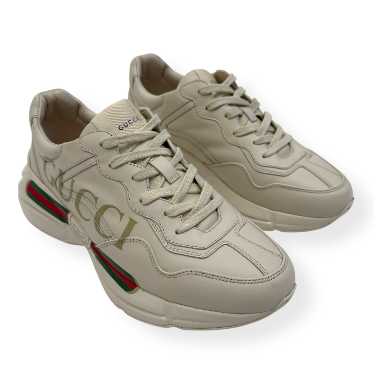 GUCCI RHYTON VINTAGE LOGO SNEAKER IVORY / RED UK6