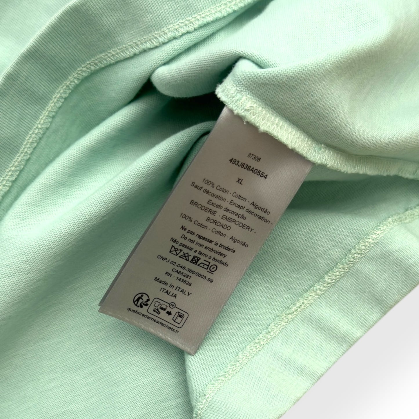 DIOR X STONE ISLAND OVERSIZED LOGO EMBROIDERED T-SHIRT TURQUOISE / WHITE XL