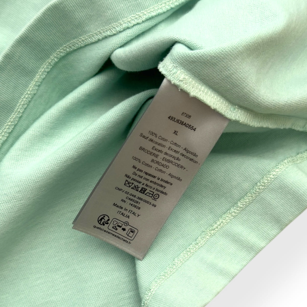 DIOR X STONE ISLAND OVERSIZED LOGO EMBROIDERED T-SHIRT TURQUOISE / WHITE XL