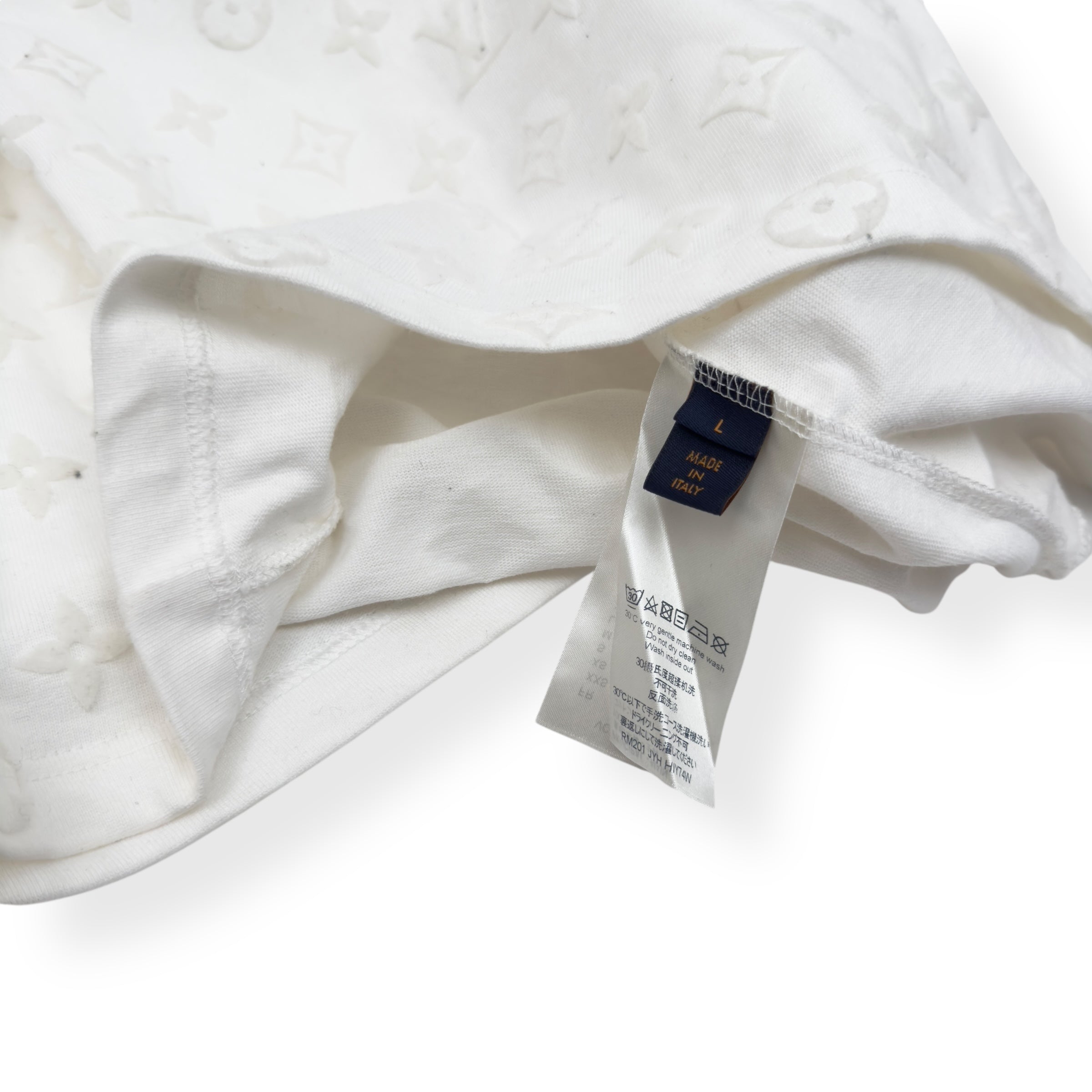 LOUIS VUITTON EMBOSSED LOGO T-SHIRT WHITE L