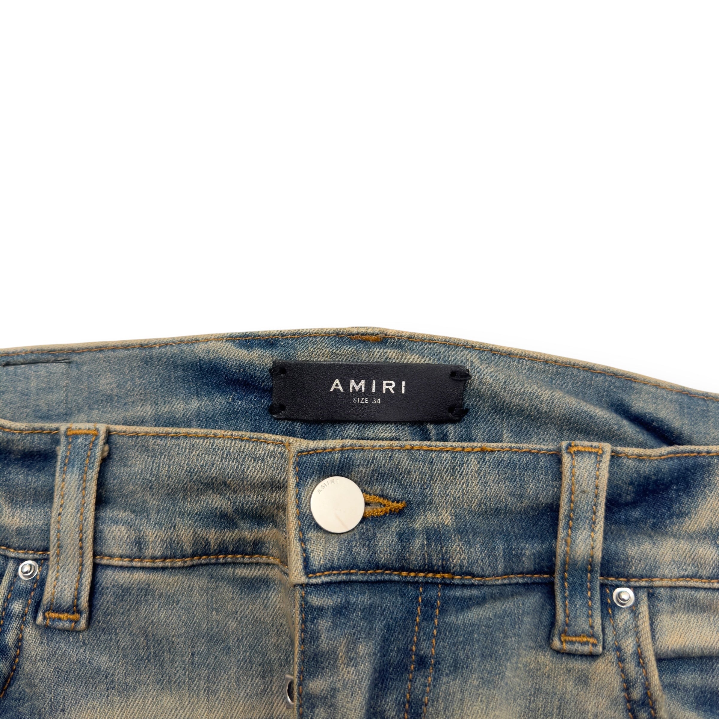 AMIRI BANDANA DISTRESSED SKINNY DENIM JEANS W34”