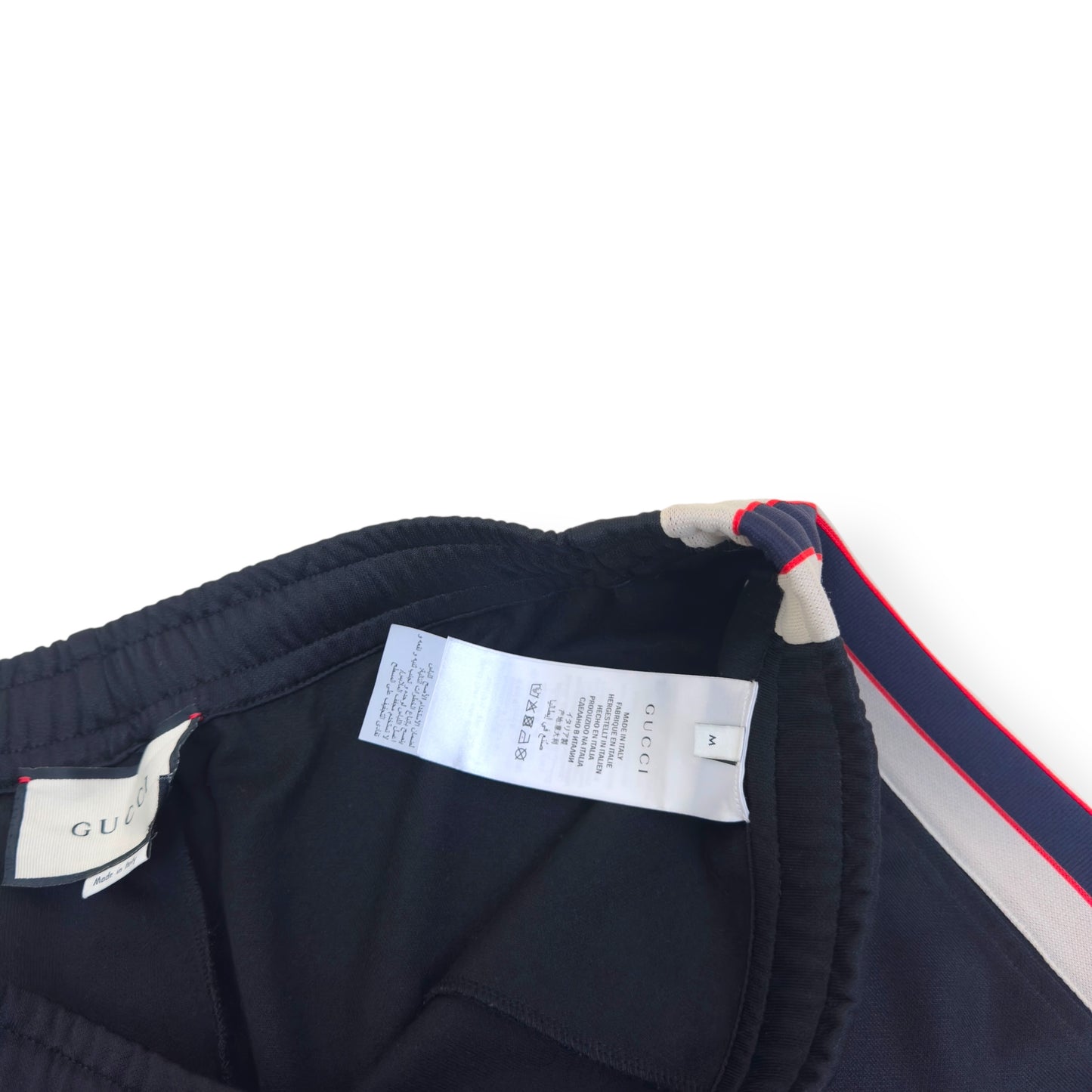 GUCCI TECHNICAL JERSEY SHORTS BLACK / WHITE / RED M