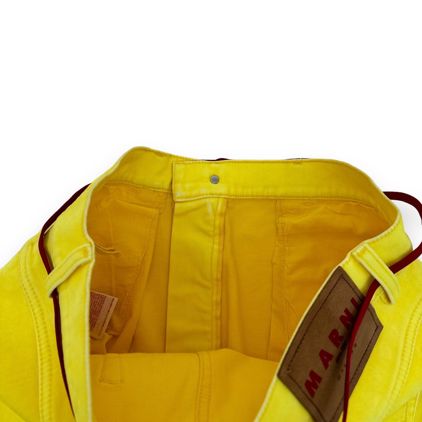 MARNI LOGO-PATCH STRETCH-COTTON FLARED TROUSERS YELLOW 34”