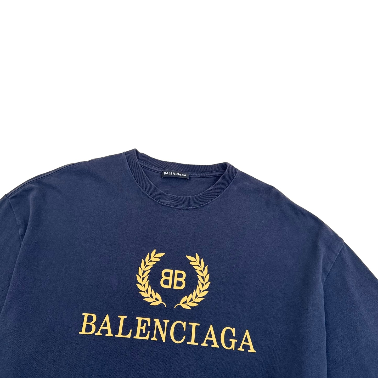BALENCIAGA WRATH LOGO PRINT T-SHIRT NAVY L