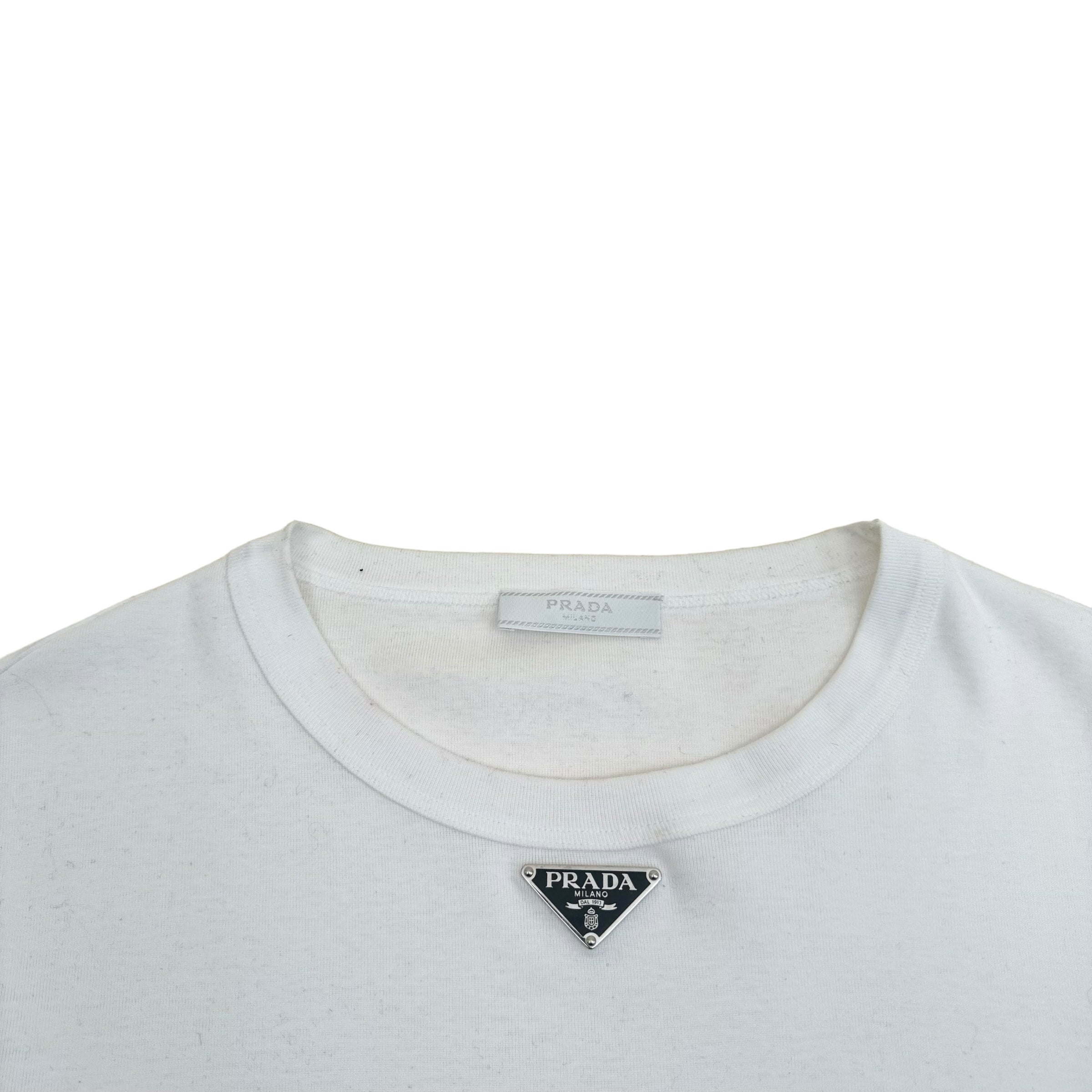 PRADA COTTON TRIANGLE T-SHIRT WHITE XL
