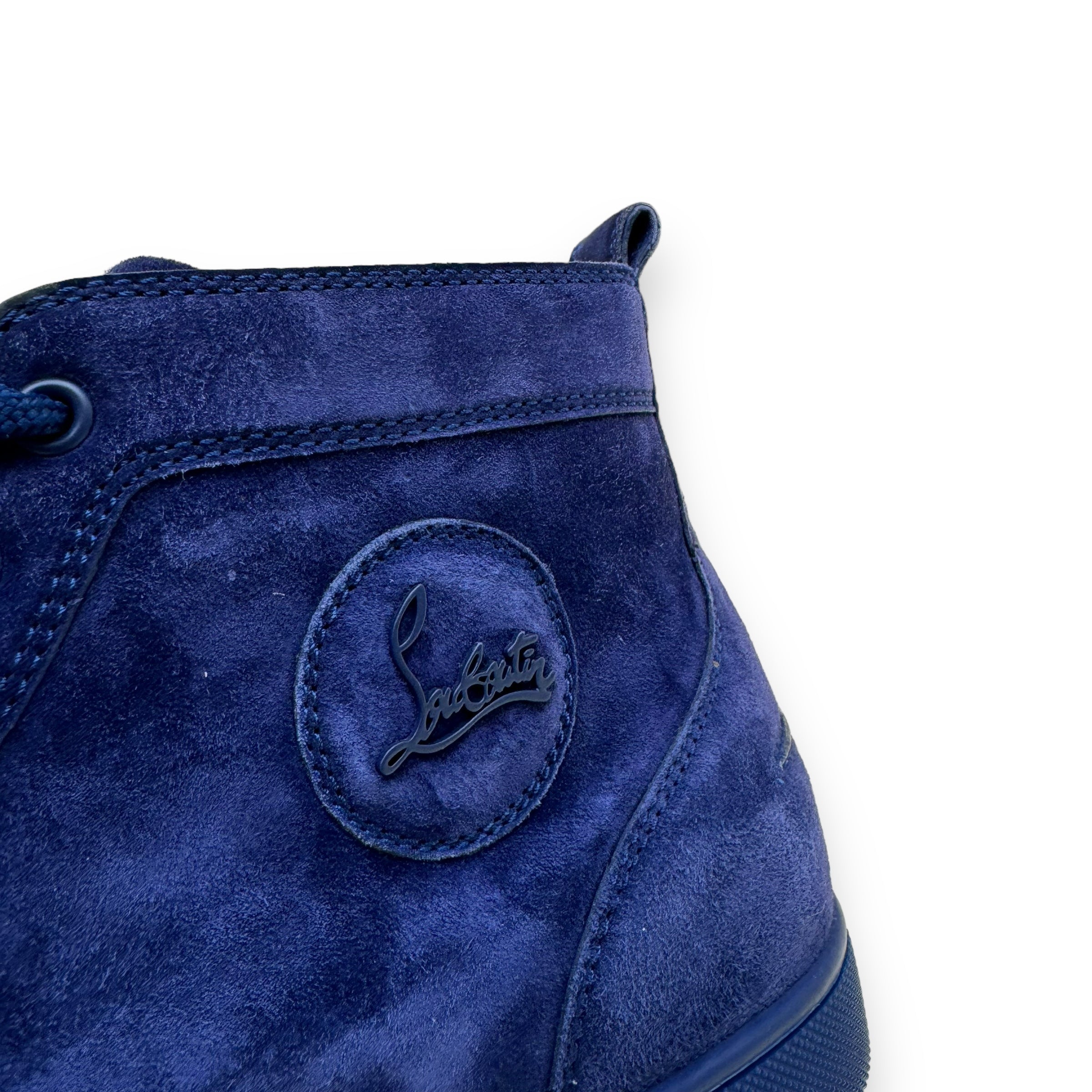 CHRISTIAN LOUBOUTIN LOUIS ORLATO VEAU VELOUR SNEAKER NAVY UK9