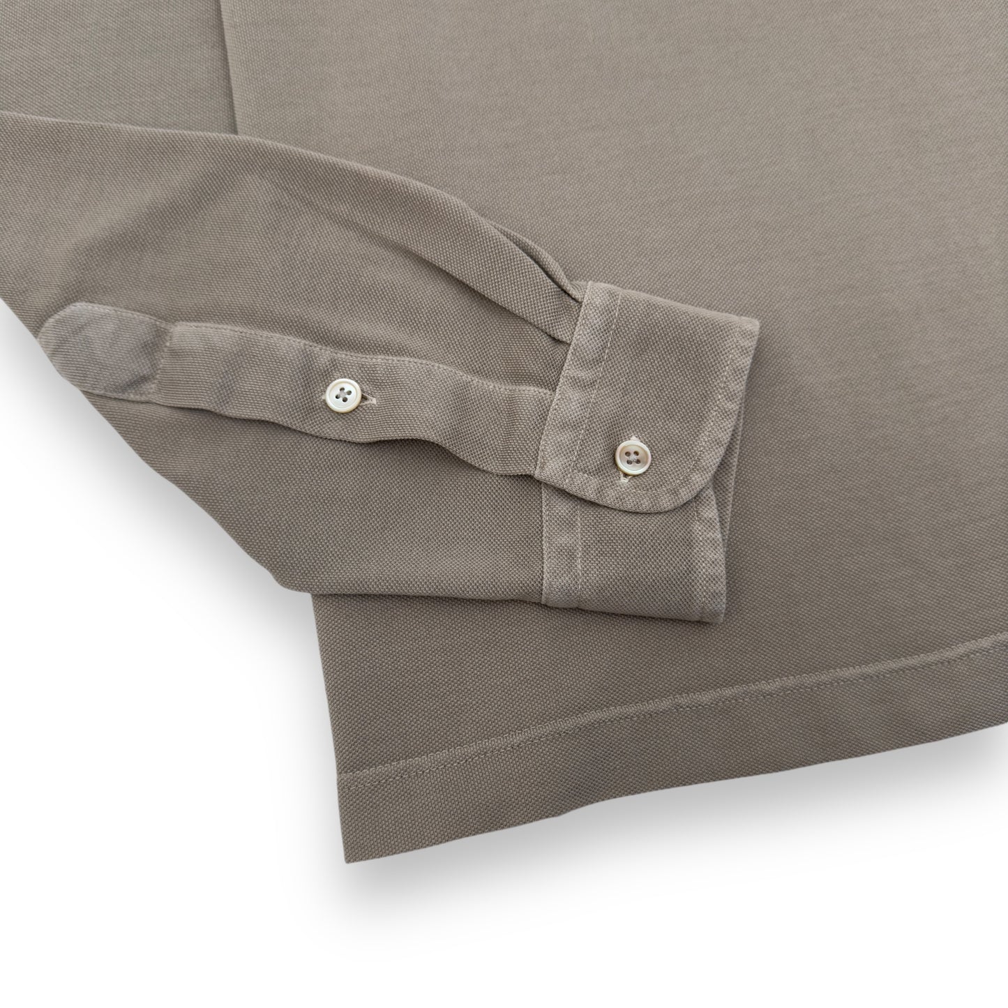 THOM SWEENEY LONG SLEEVE POLO SHIRT TAUPE M