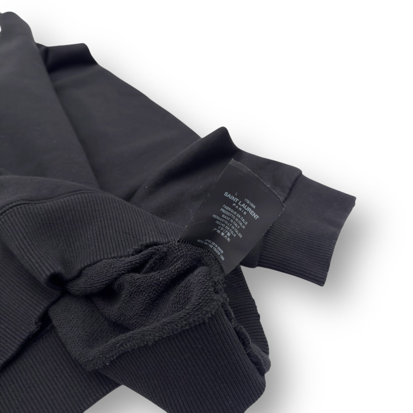 SAINT LAURENT SIGNATURE LOGO PRINT HOODIE BLACK L