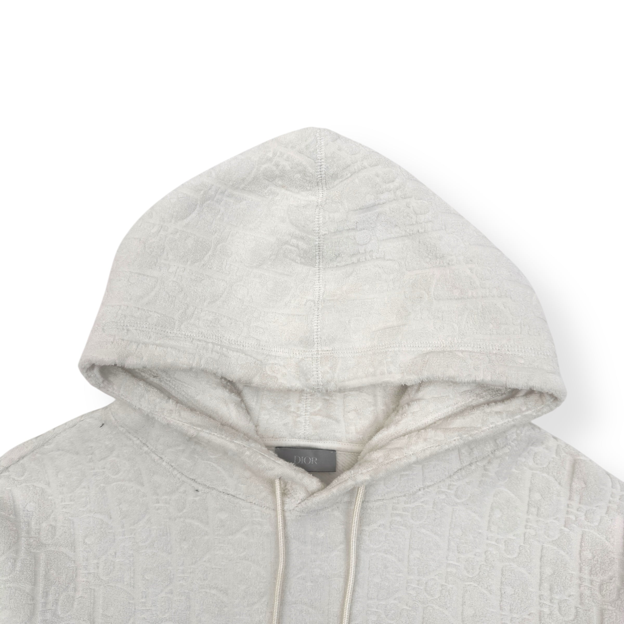 DIOR OBLIQUE RELAXED-FIT HOODIE WHITE L