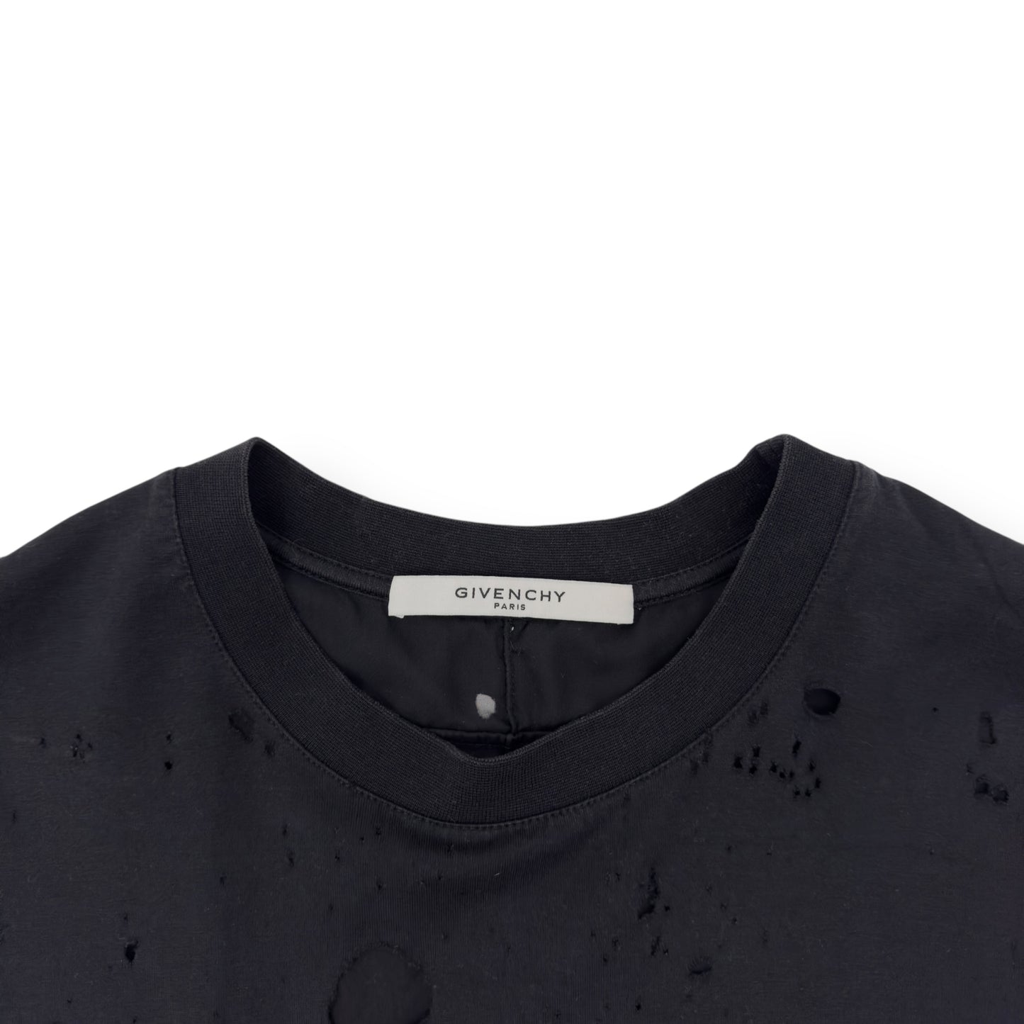 GIVENCHY DISTRESSED LOGO PRINT T-SHIRT BLACK L