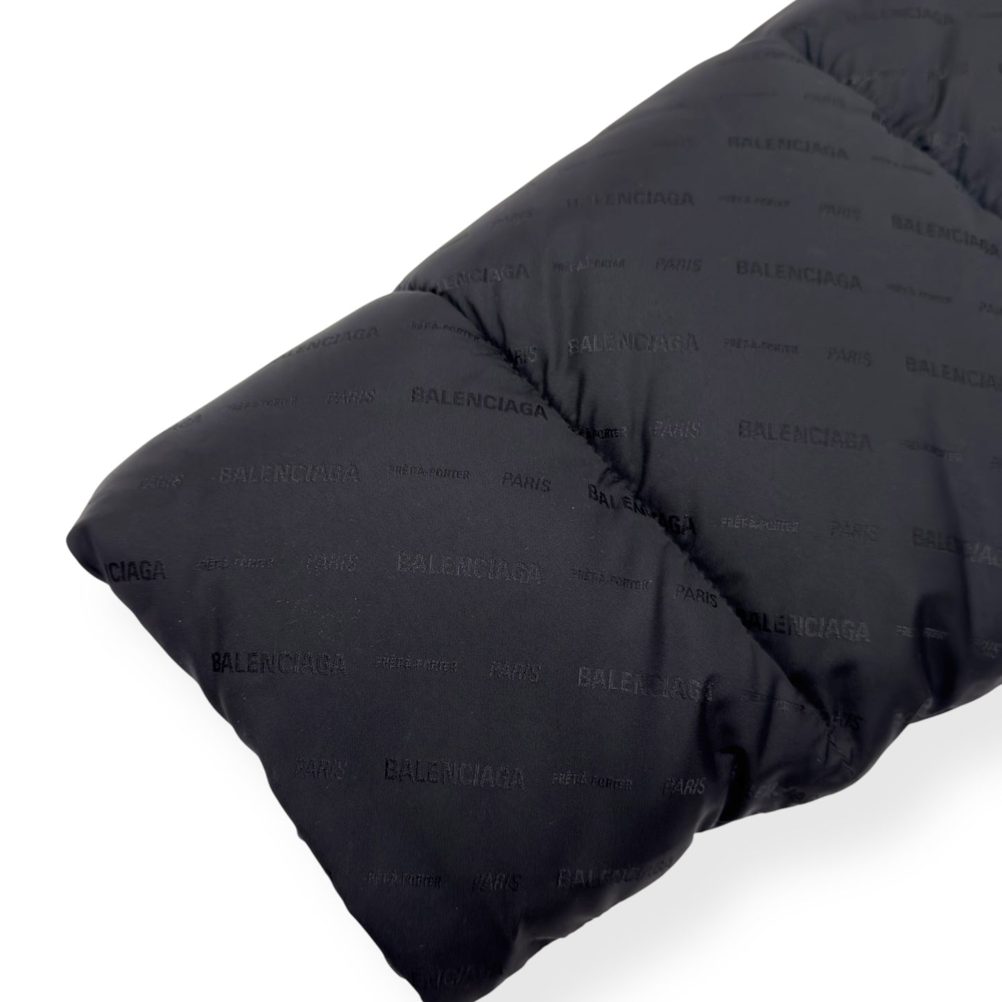 BALENCIAGA OVERSIZED QUILTED LOGO-JACQUARD SHELL PUFFER JACKET BLACK 46 / XS