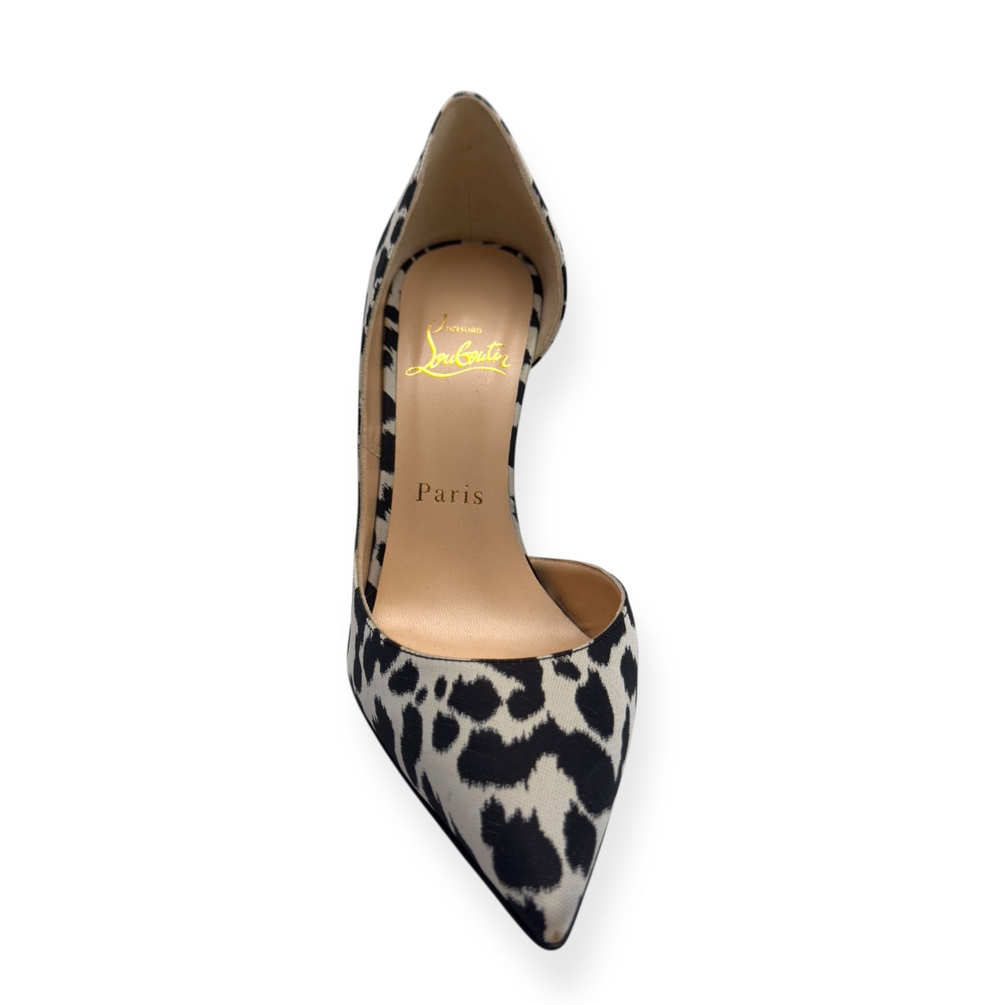 CHRISTIAN LOUBOUTIN PONY HAIR ANIMAL PRINT PUMPS BLACK / WHITE / RED 36 / UK3