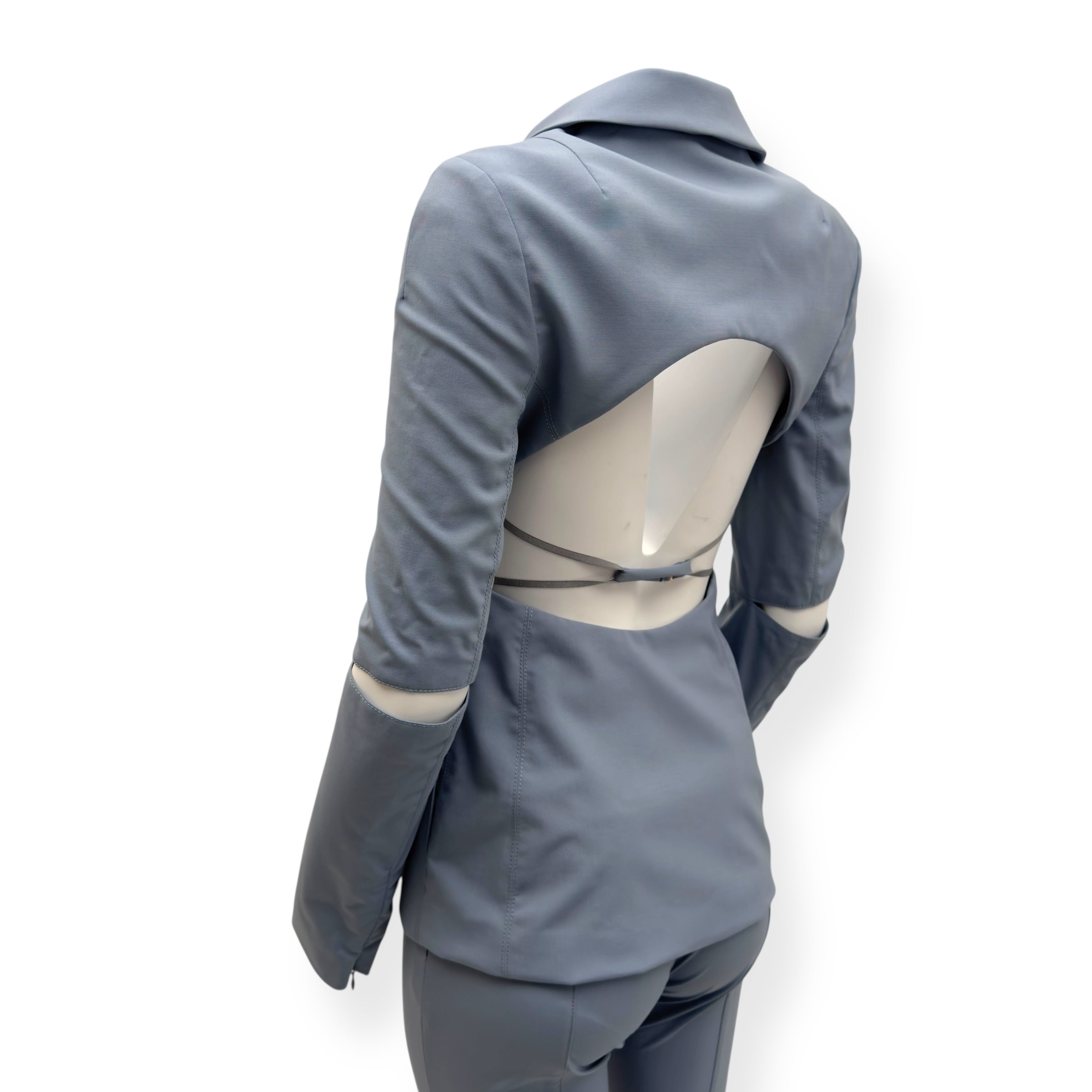 JACQUEMUS LE SPLASH MELO CUT-OUT STRETCH-WOOL SUIT BLUE 36 / XS