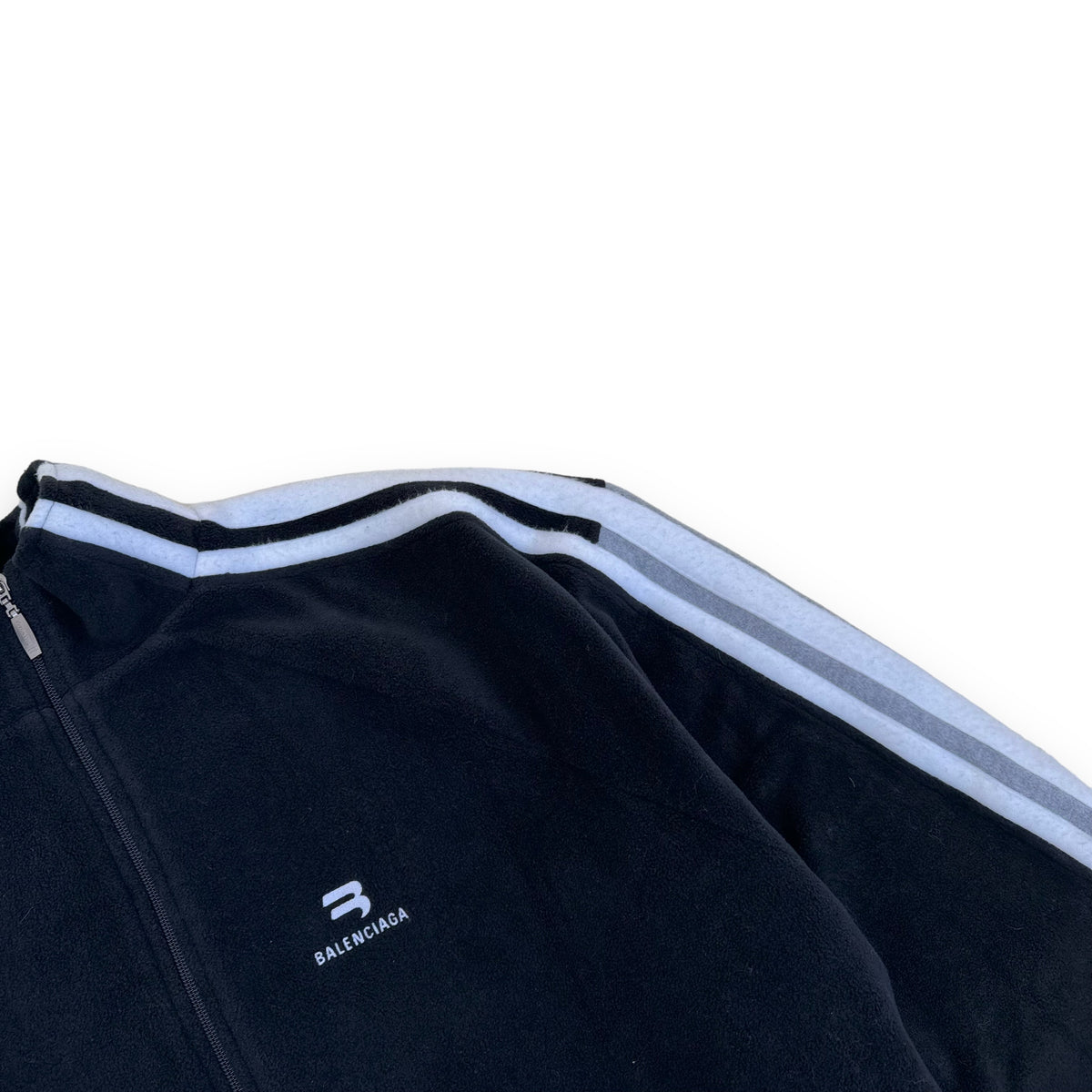 BALENCIAGA LOGO SPORT FLEECE ZIP-UP SWEATER BLACK / GREY XL