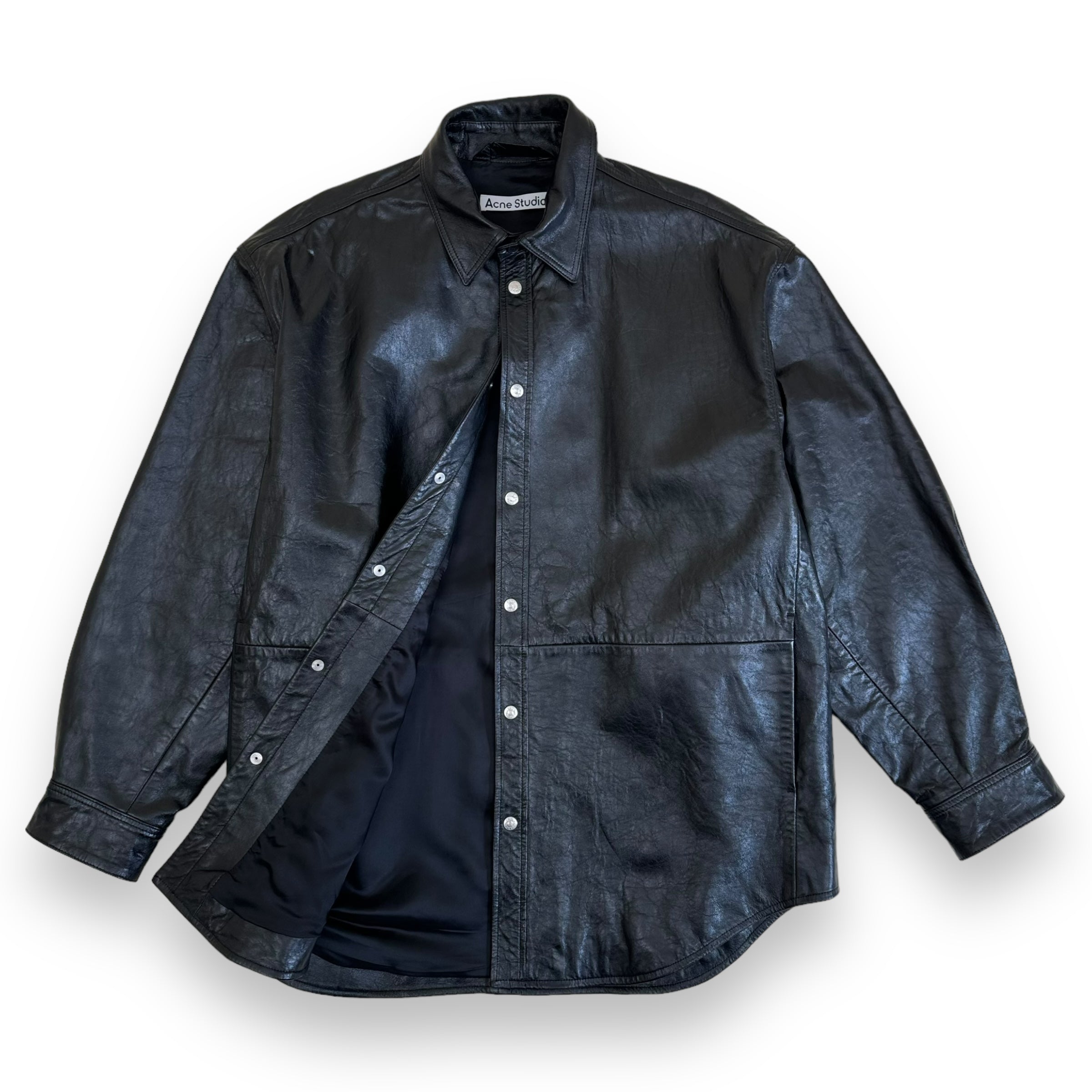 ACNE STUDIOS OVERSIZED LEATHER SHIRT JACKET BLACK M