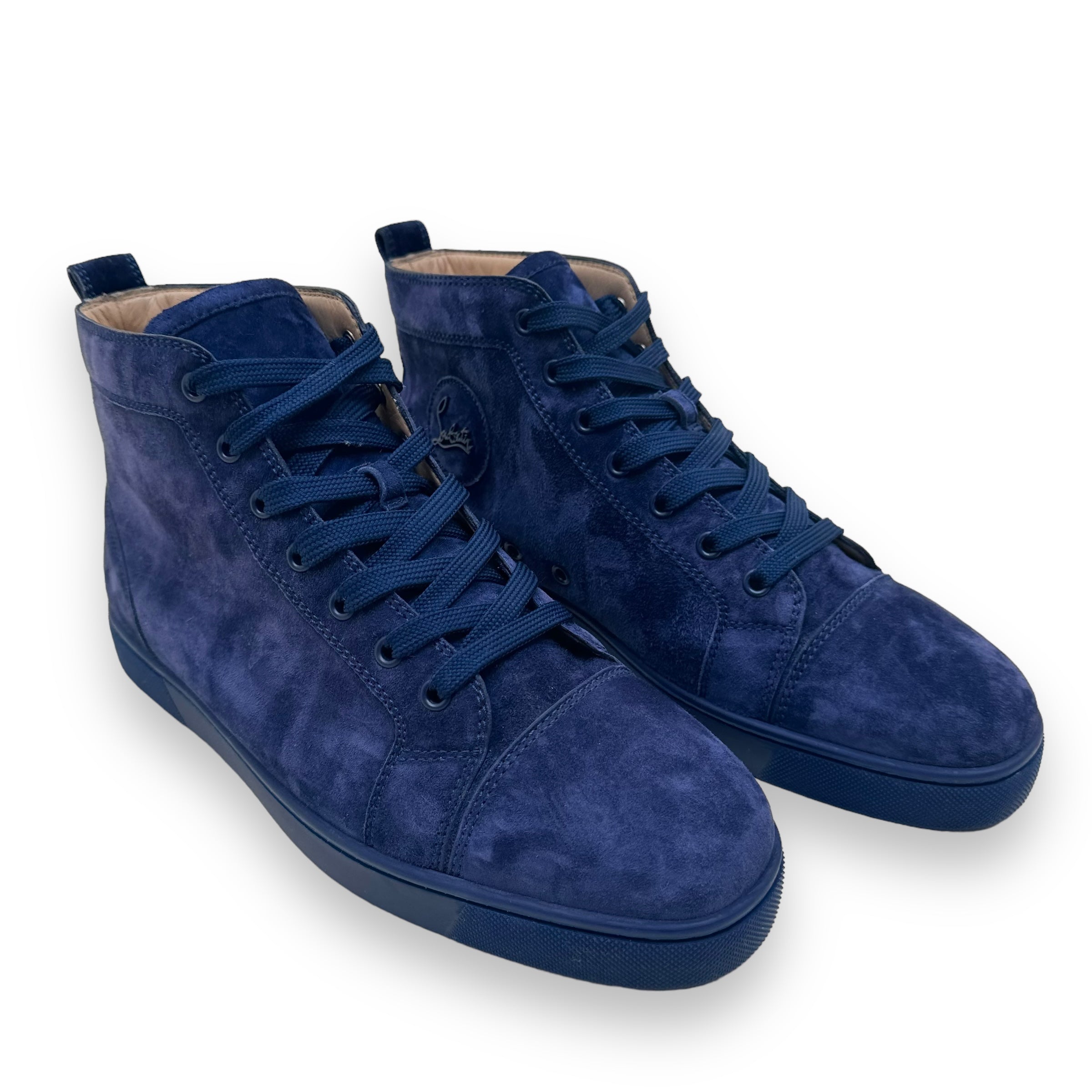 CHRISTIAN LOUBOUTIN LOUIS ORLATO VEAU VELOUR SNEAKER NAVY UK9