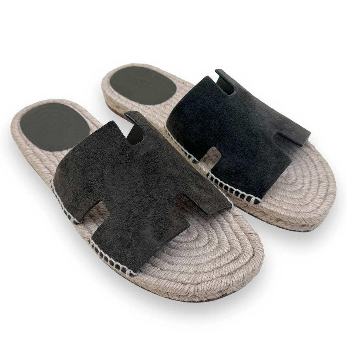 HERMES ANTIGUA ESPADRILLE VERT OLIVE UK8