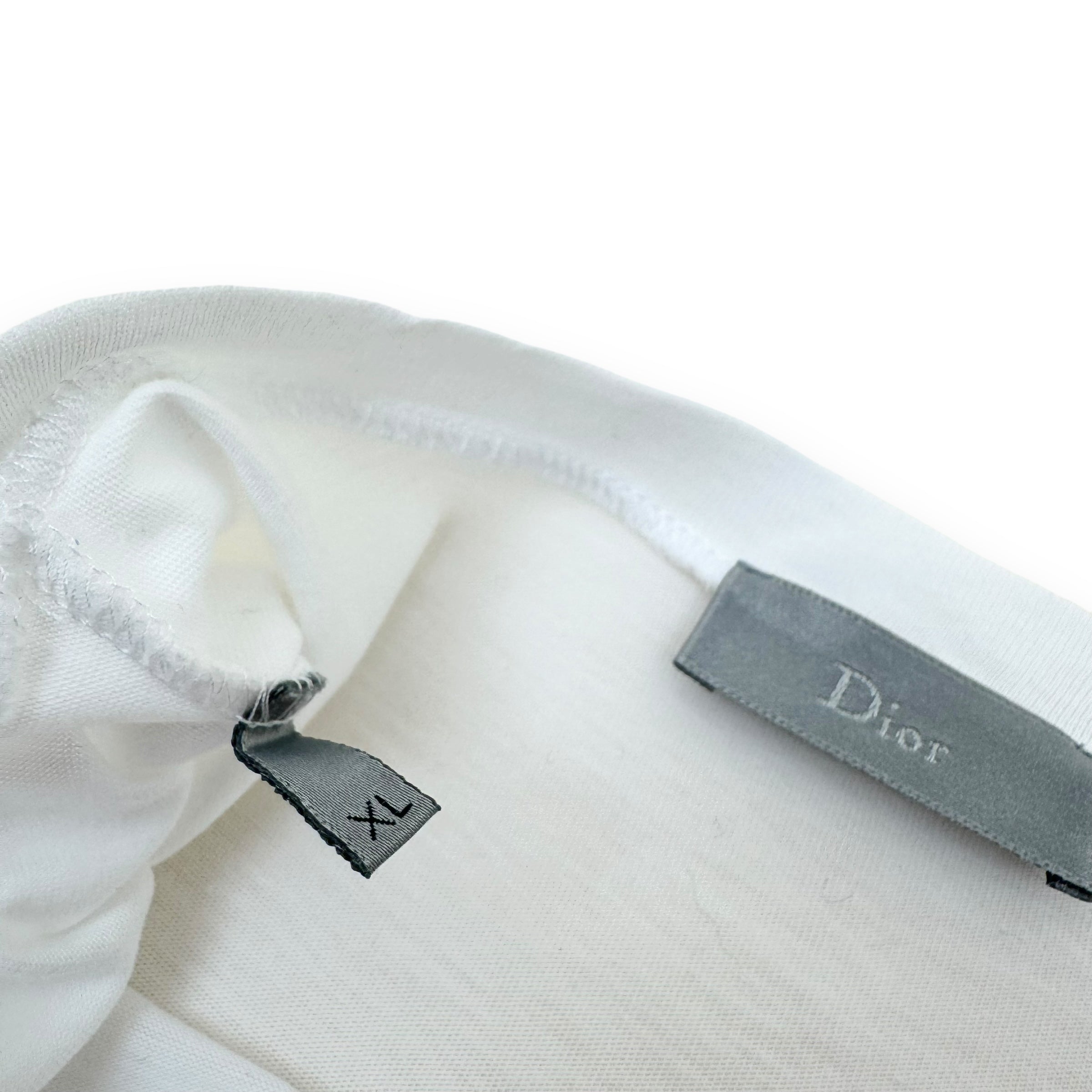 DIOR EMBOSSED BEE LOGO COTTON T-SHIRT WHITE XL