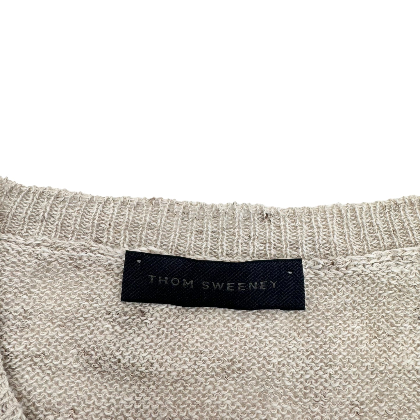 THOM SWEENEY LINEN / SILK HENLEY SWEATER BEIGE L