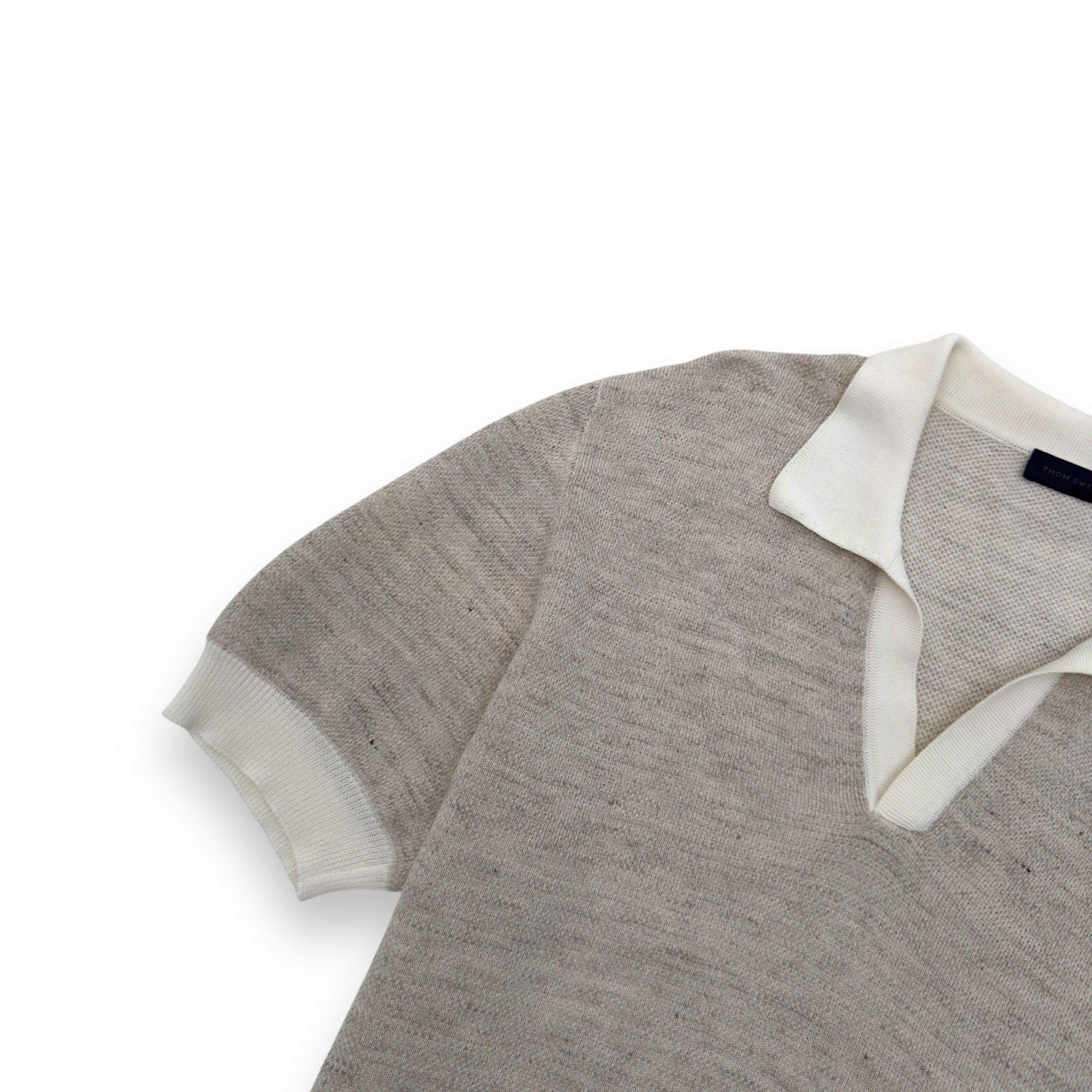 THOM SWEENEY LINEN SKIPPER POLO SHIRT SAND L
