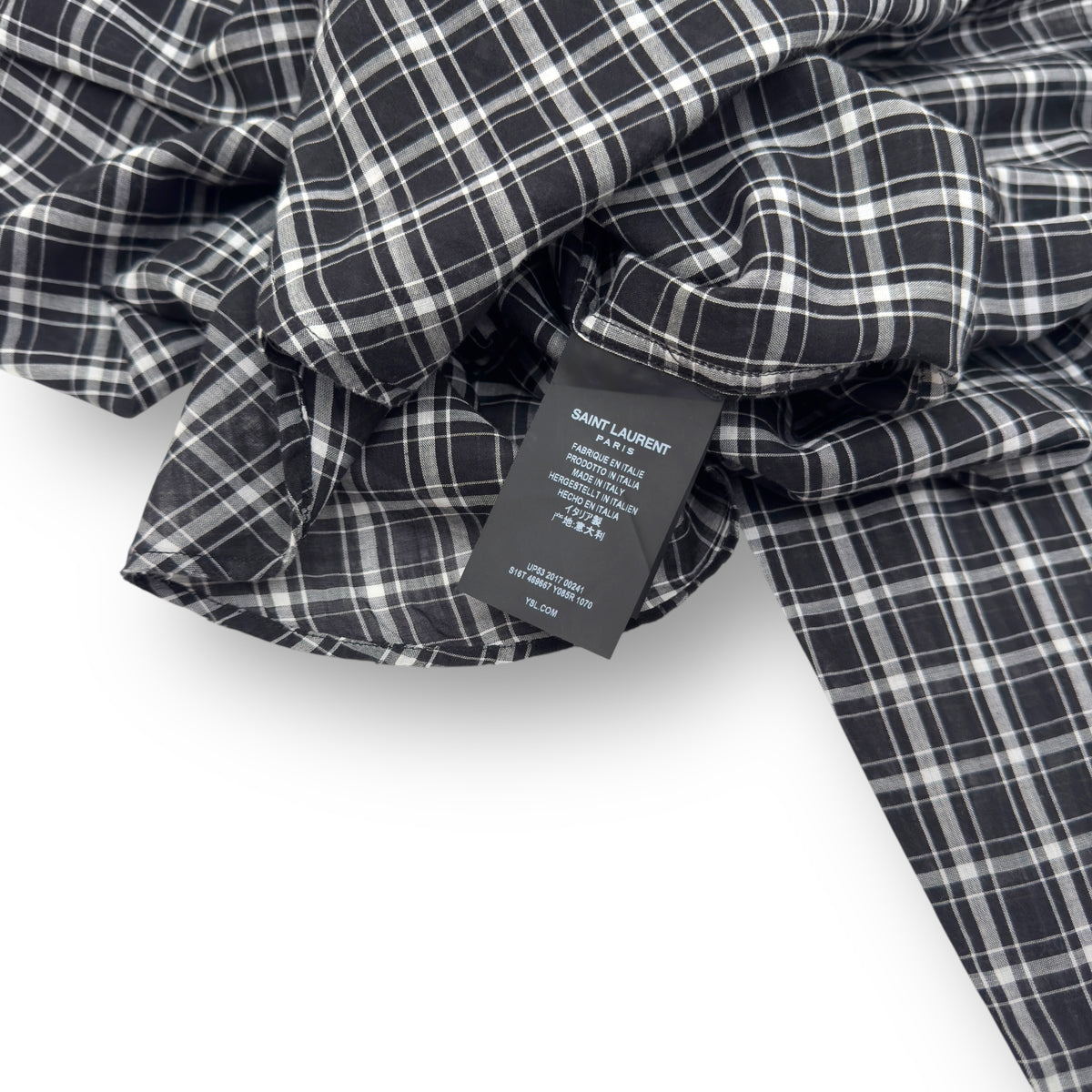 SAINT LAURENT CHECKED SHIRT BLACK / WHITE M