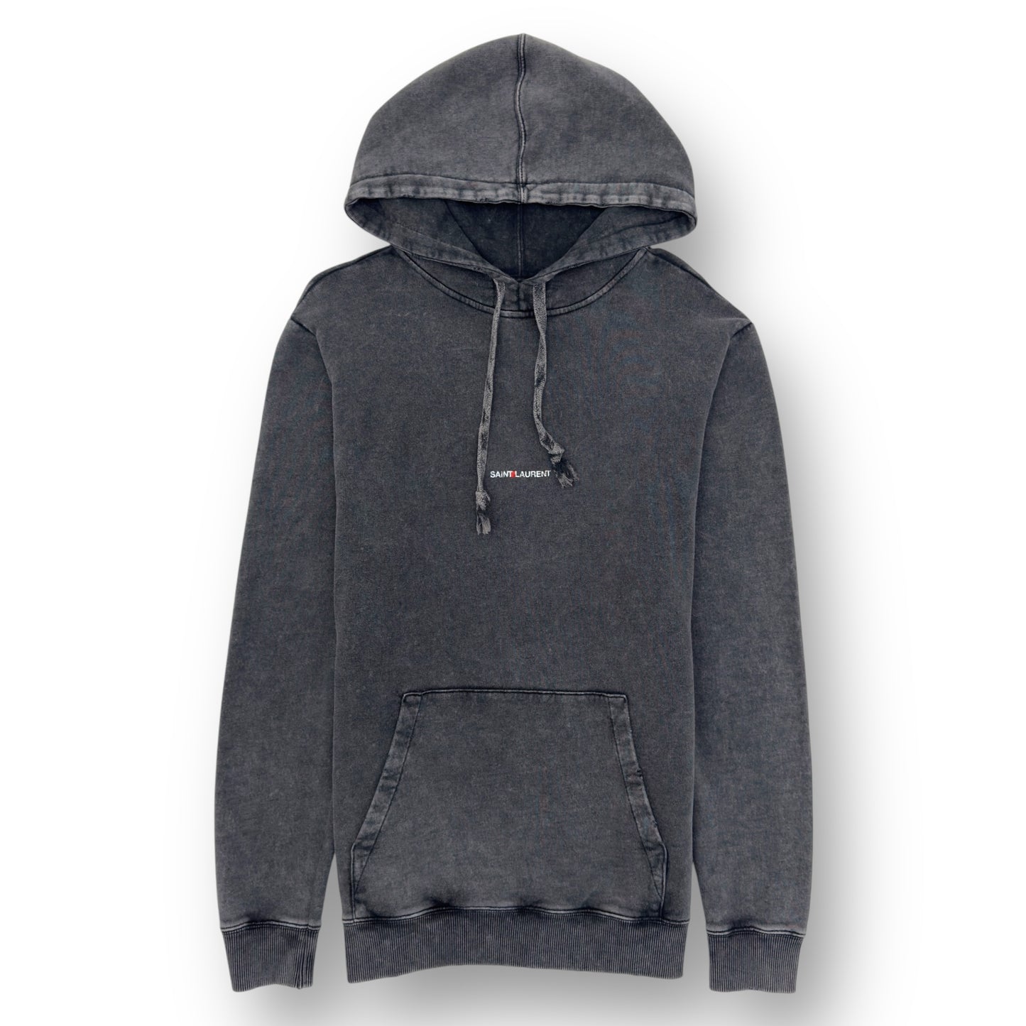 SAINT LAURENT ARCHIVE LOGO HOODIE WASHED GREY L