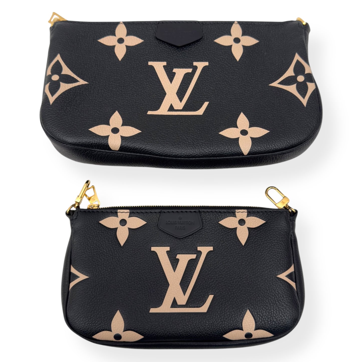 LOUIS VUITTON MULTI POUCHETTE ACCESSORIES MONOGRAM EMPREINTE LEATHER BAG BLACK / CREAM