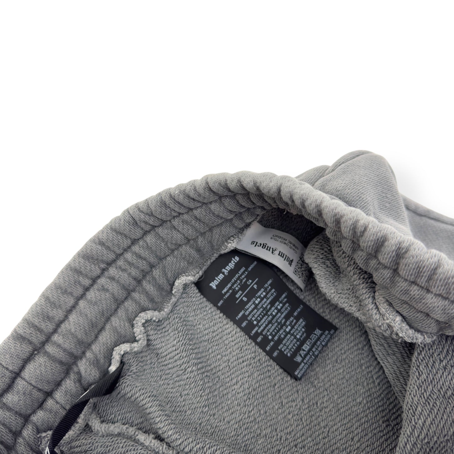PALM ANGELS CURVED LOGO SWEATPANTS GREY / WHITE S