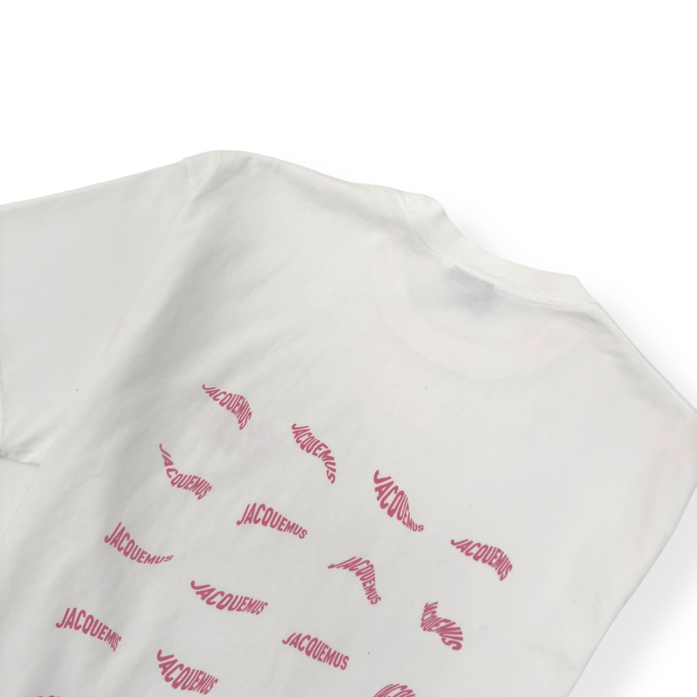 JACQUEMUS LE T-SHIRT VAGUE PRINT LOGO T-SHIRT PINK / WHITE XL