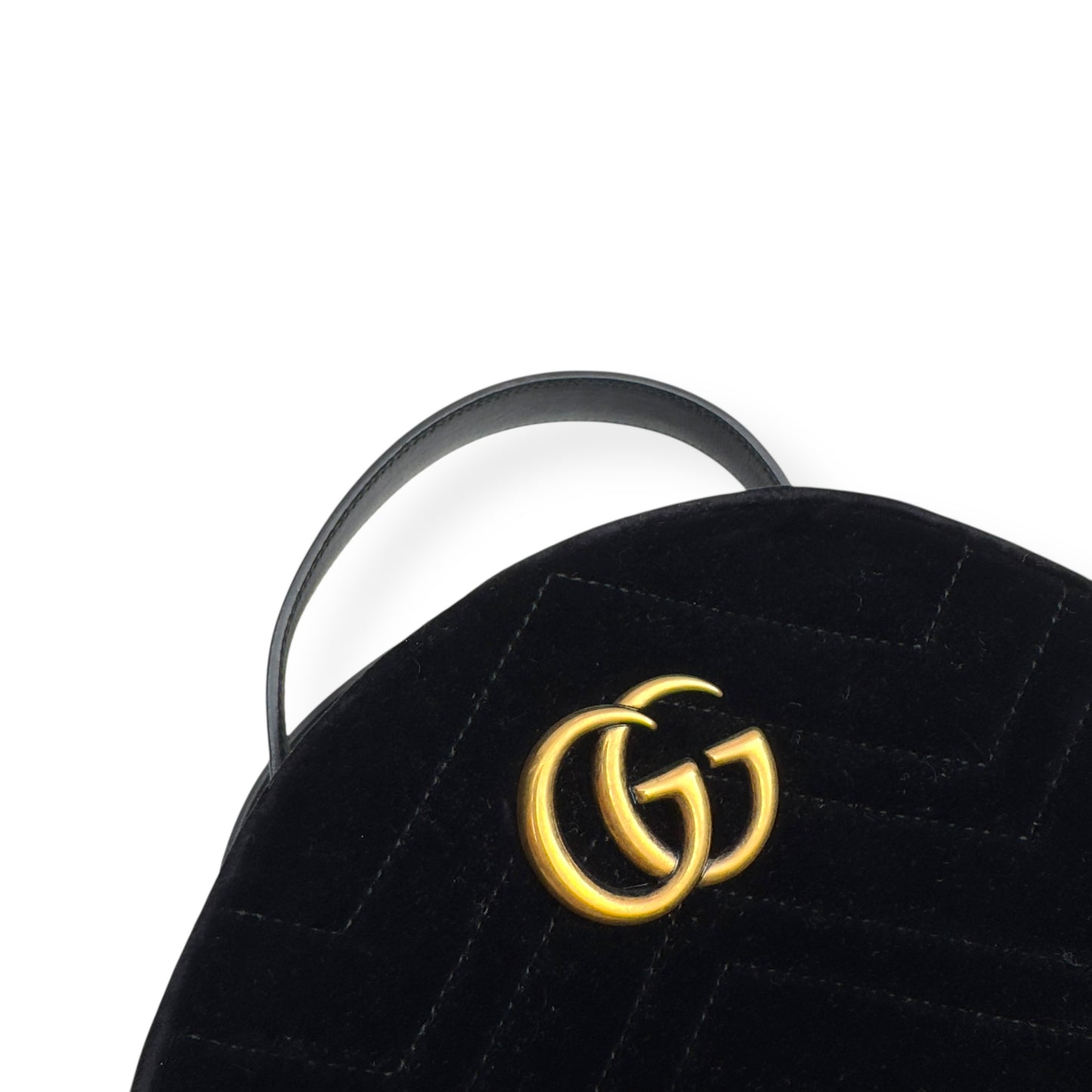 GUCCI GG MARMONT VELVET MATELASSÉ BACKPACK BLACK