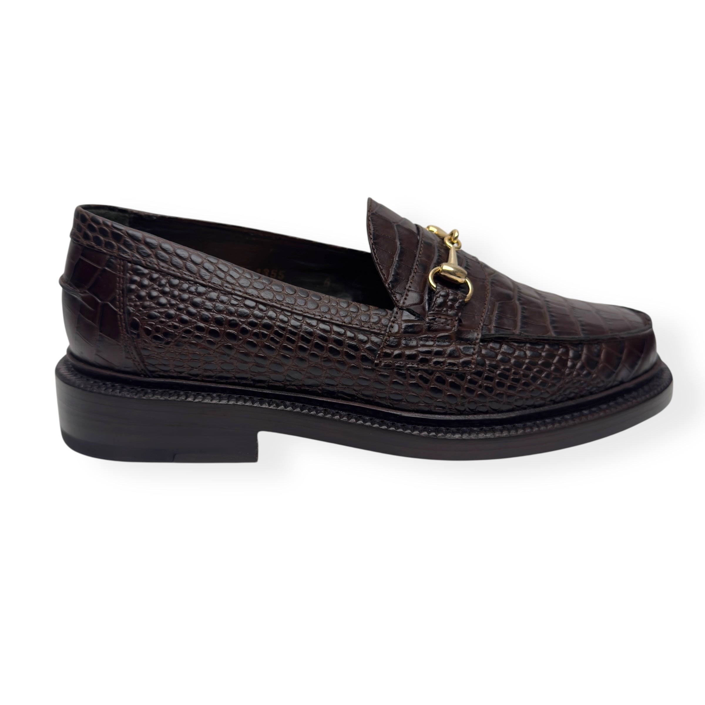 BLACKSTOCK & WEBER THE MASON HORSE BIT LOAFER WALNUT CROC US6 / UK5