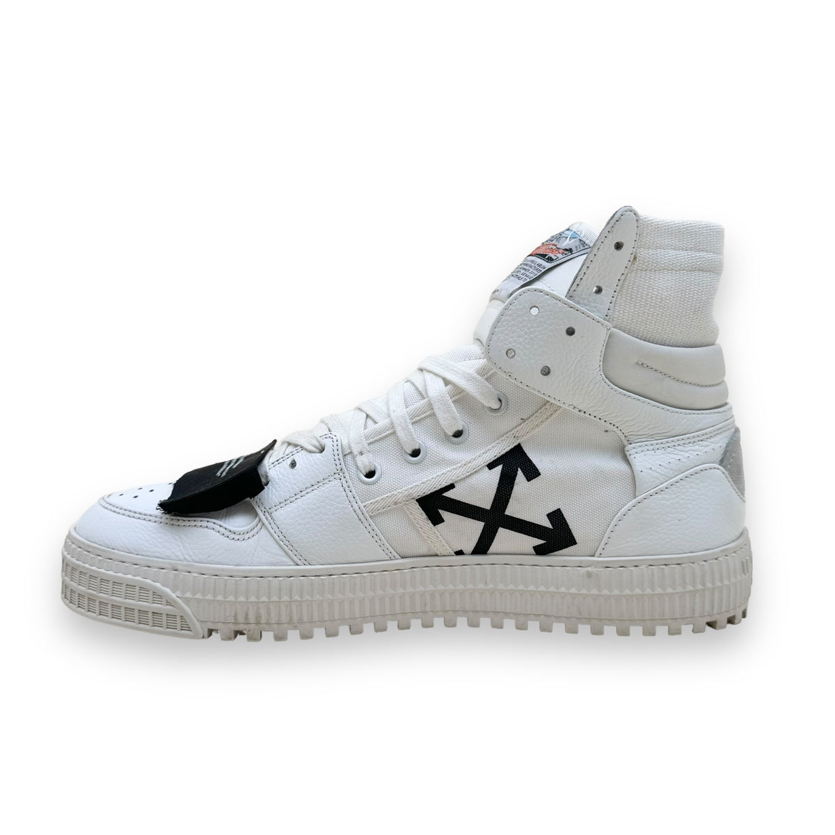 OFF-WHITE OFF-COURT LEATHER HIGH TOP SNEAKER WHITE UK9