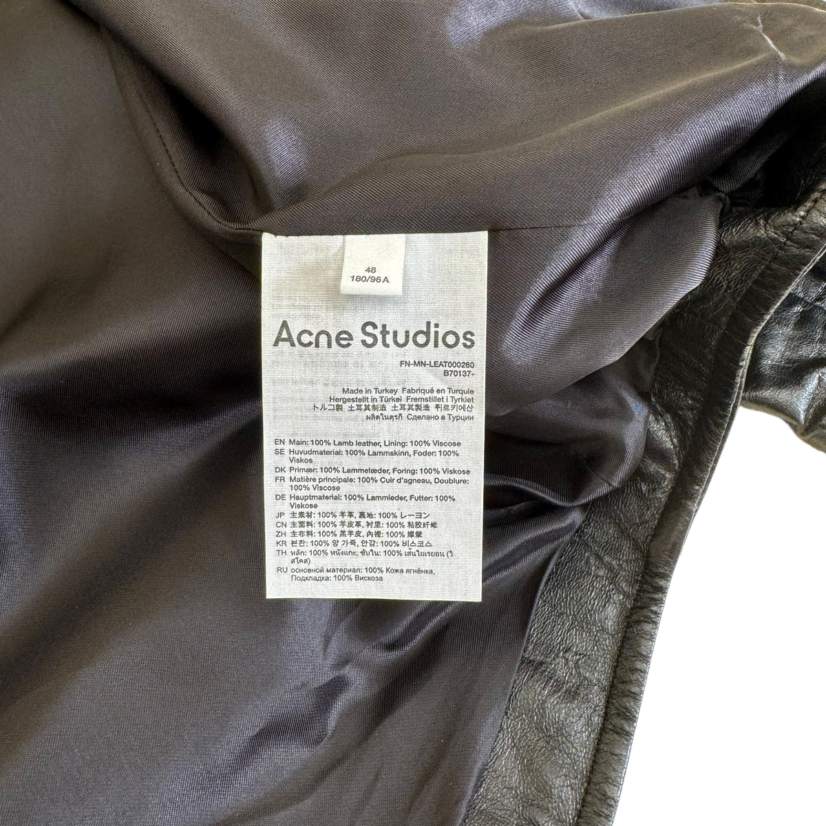 ACNE STUDIOS OVERSIZED LEATHER SHIRT JACKET BLACK M