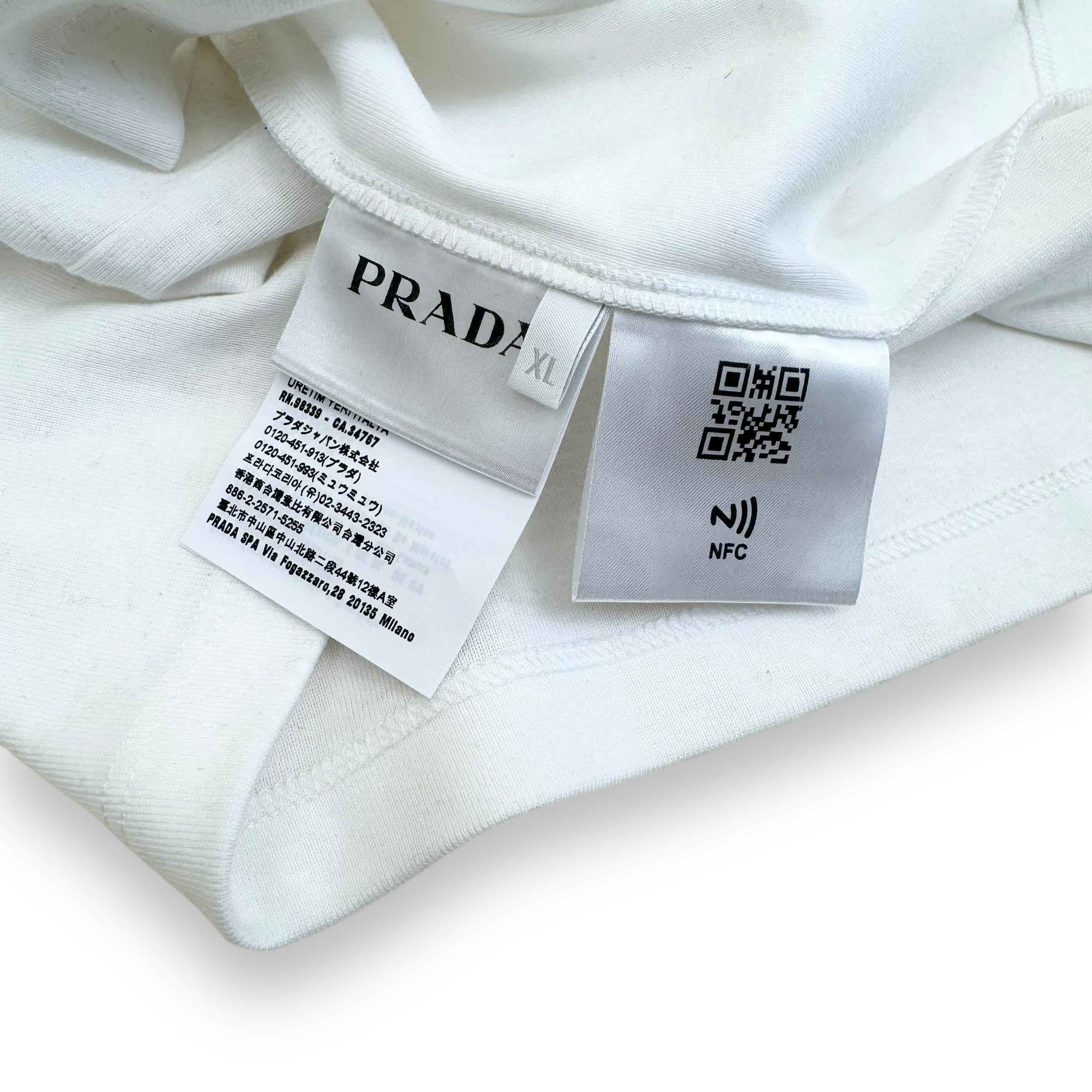 PRADA COTTON TRIANGLE T-SHIRT WHITE XL