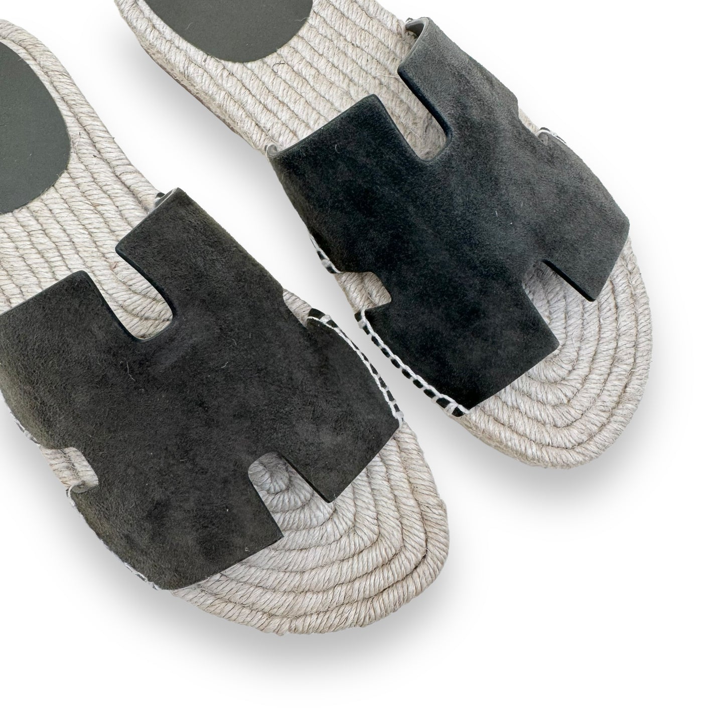 HERMES ANTIGUA ESPADRILLE VERT OLIVE UK8