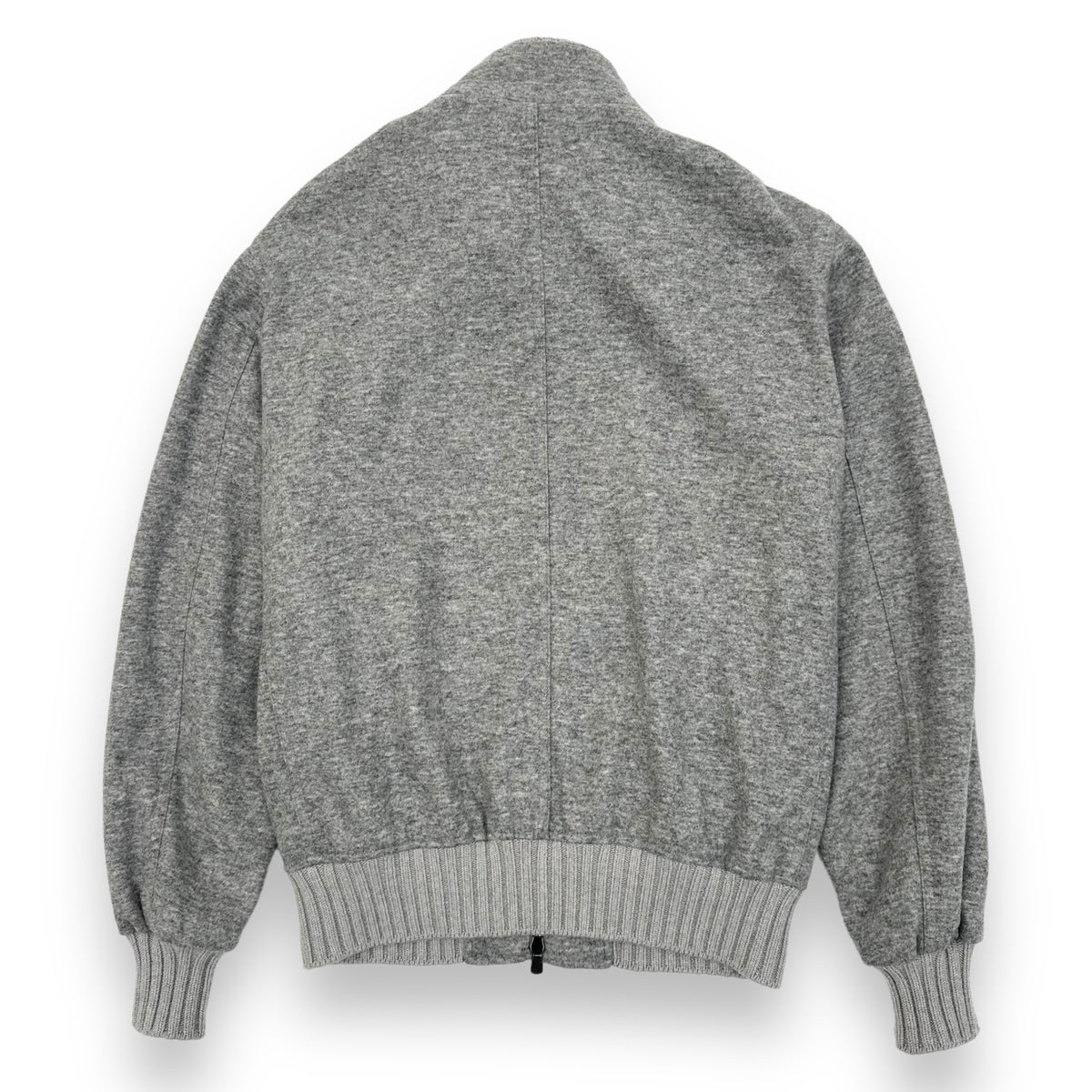 THOM SWEENEY CASHMERE BLEND BESPOKE ZIP-UP BOMBER JACKET GREY L