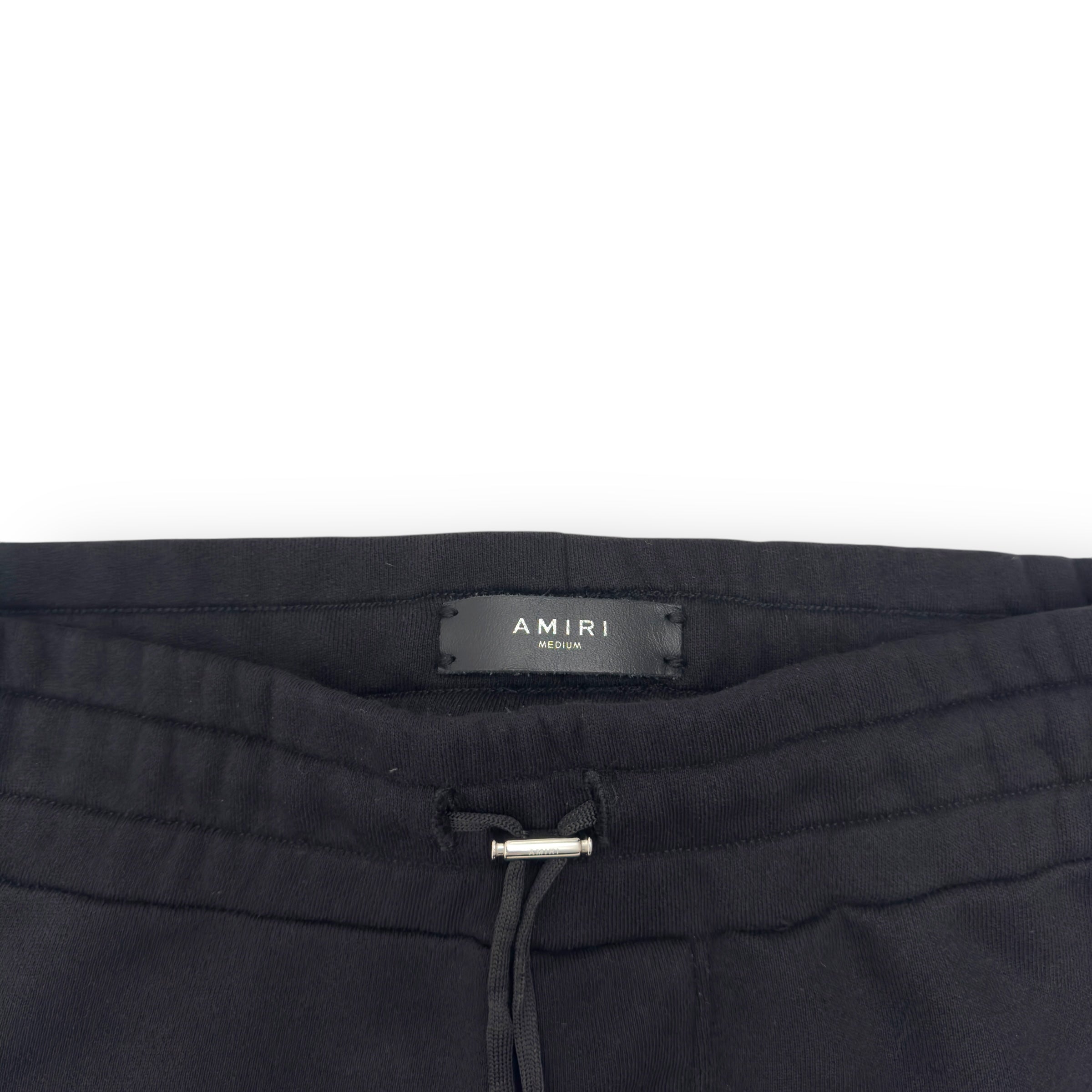 AMIRI MX1 SLIM FIT LEATHER PATCH SWEATPANTS BLACK M