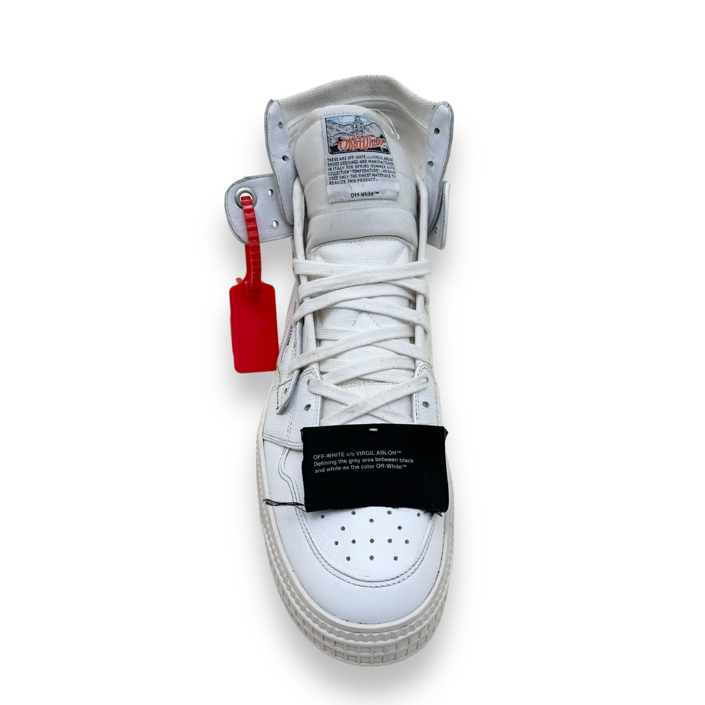 OFF-WHITE OFF-COURT LEATHER HIGH TOP SNEAKER WHITE UK9