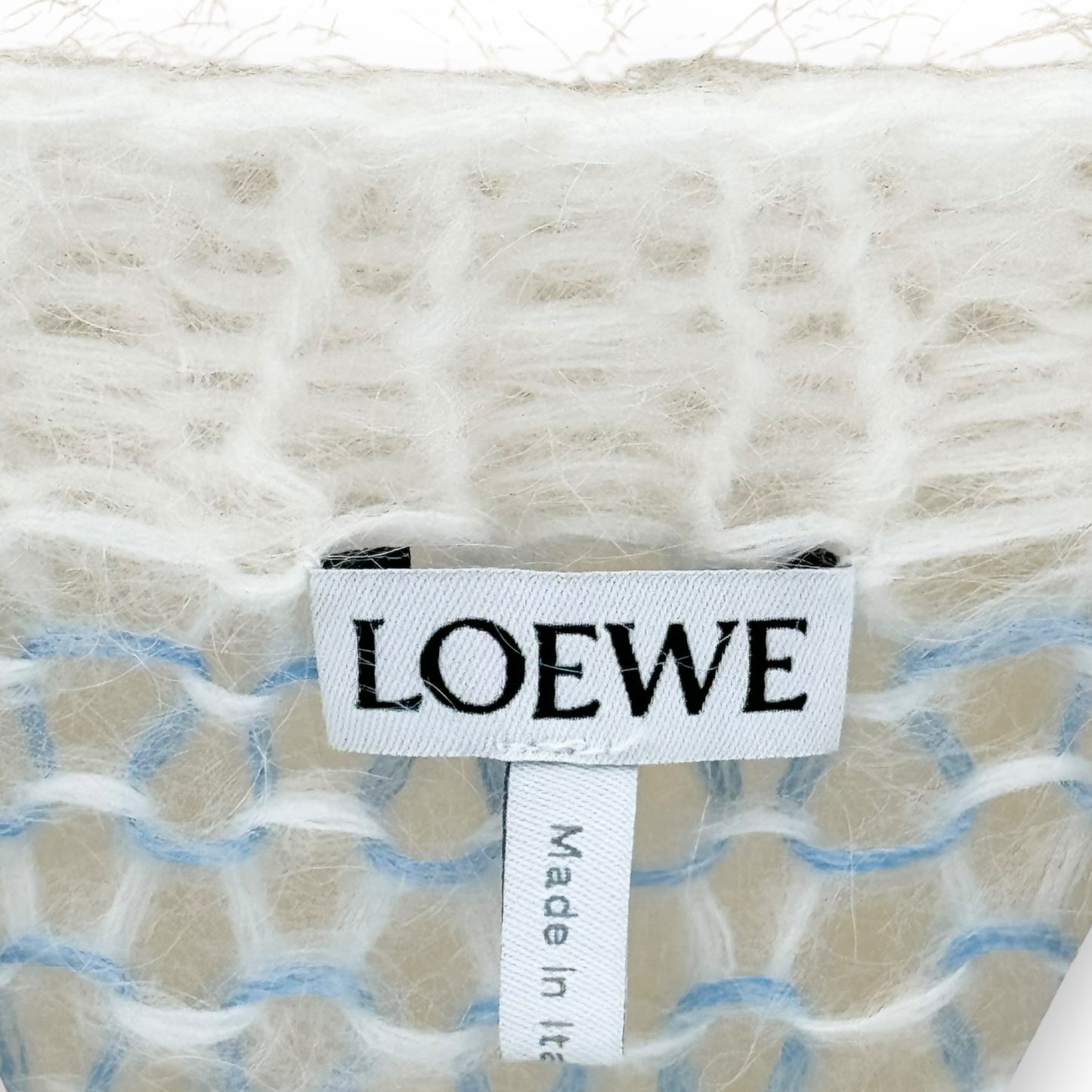 LOEWE MOHAIR ANAGRAM KNITTED SWEATER BLUE / WHITE S