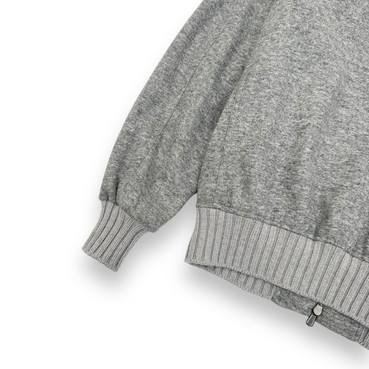 THOM SWEENEY CASHMERE BLEND BESPOKE ZIP-UP BOMBER JACKET GREY L