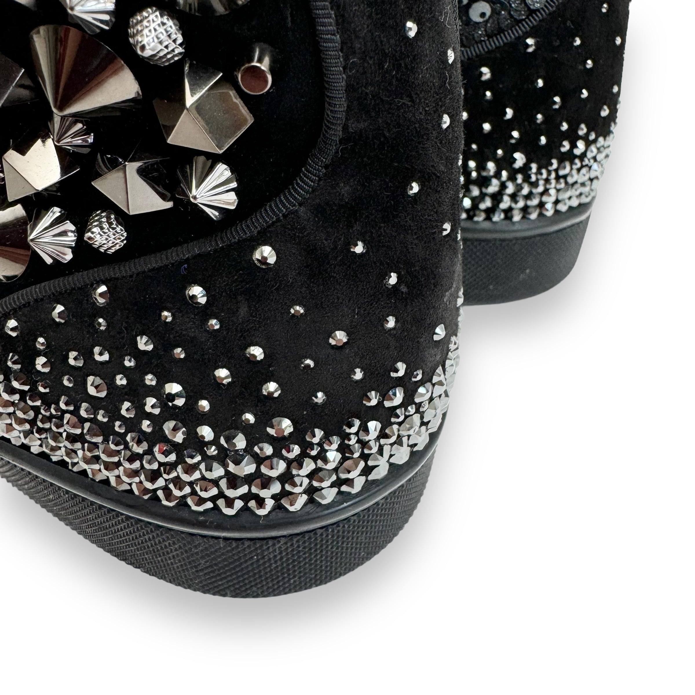 CHRISTIAN LOUBOUTIN SUEDE / LEATHER / VELVET CRYSTAL SNEAKER UK11