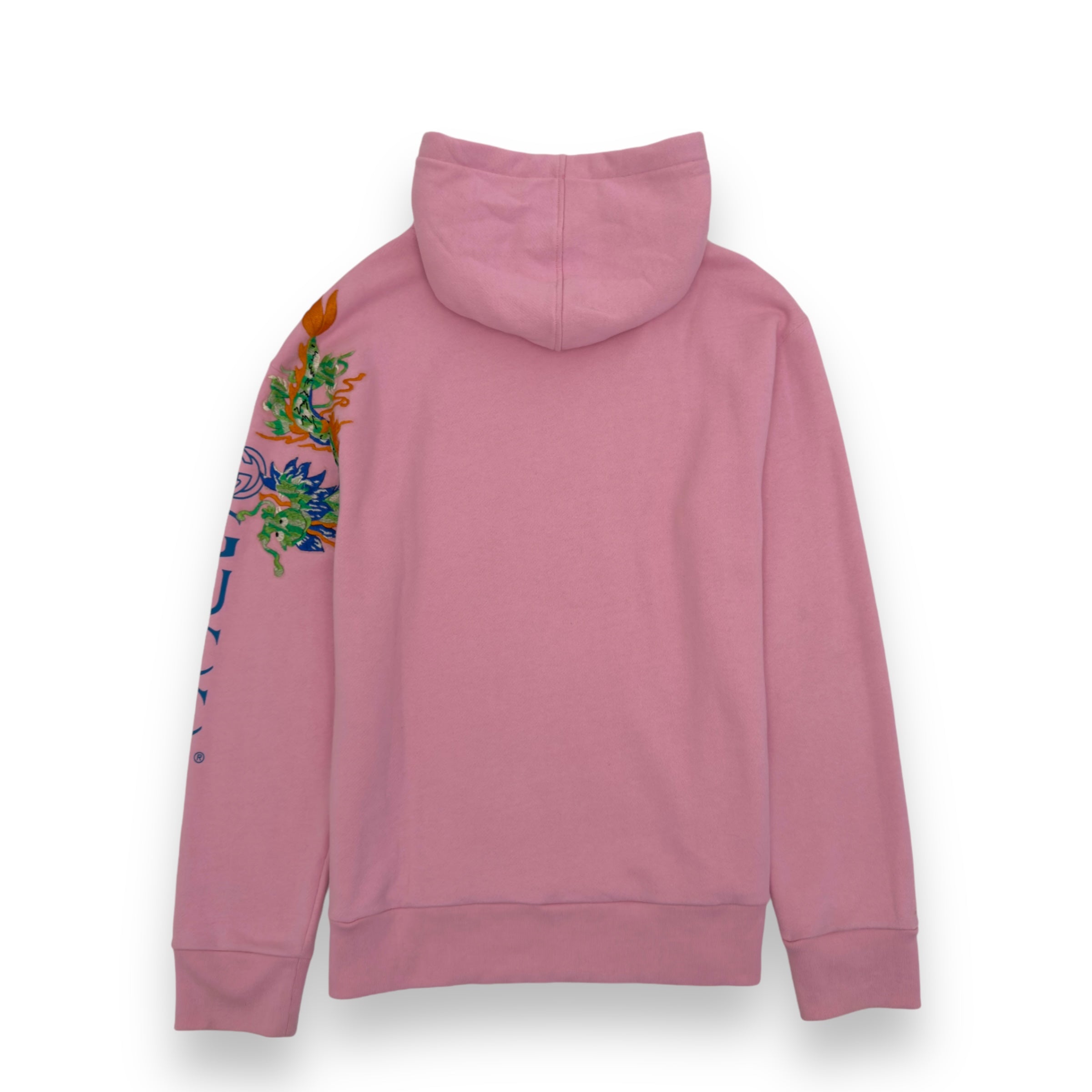 GUCCI VINTAGE LOGO DRAGON HOODIE PINK XXL